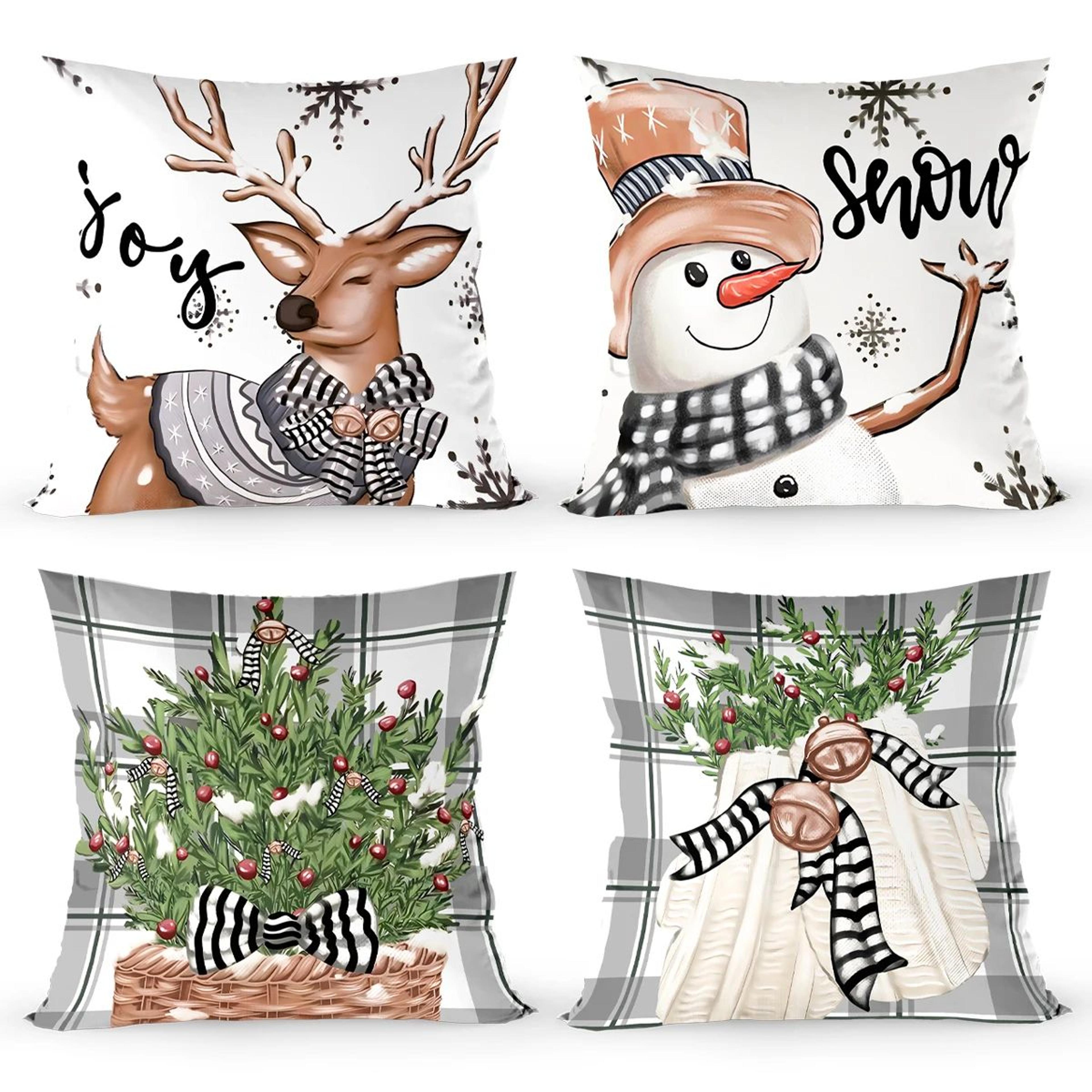 Merry Christmas Decorative Cushion Cover Set 4pcs 4