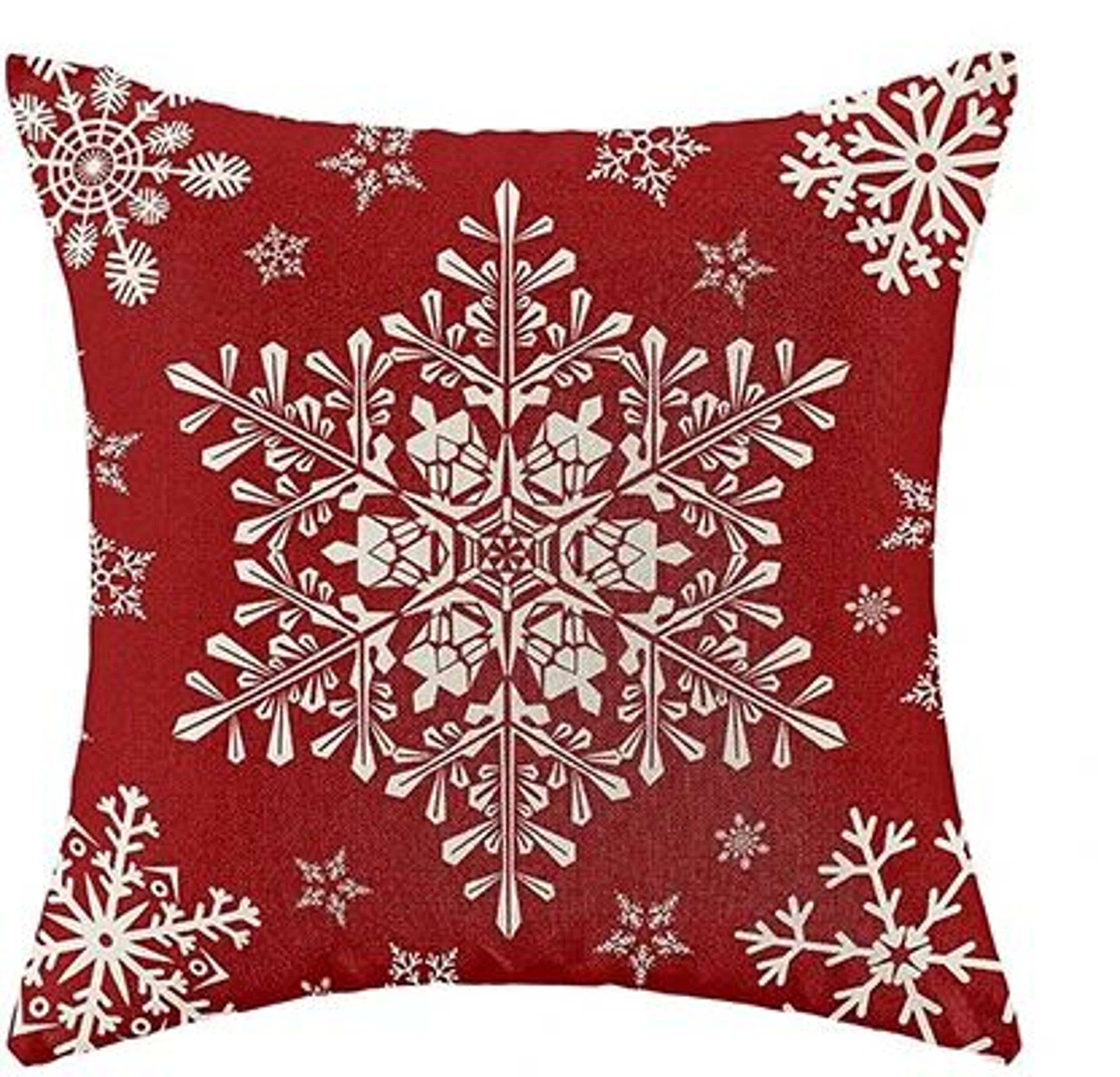 Red Snowflake Christmas Farmhouse Pillow Cover 2