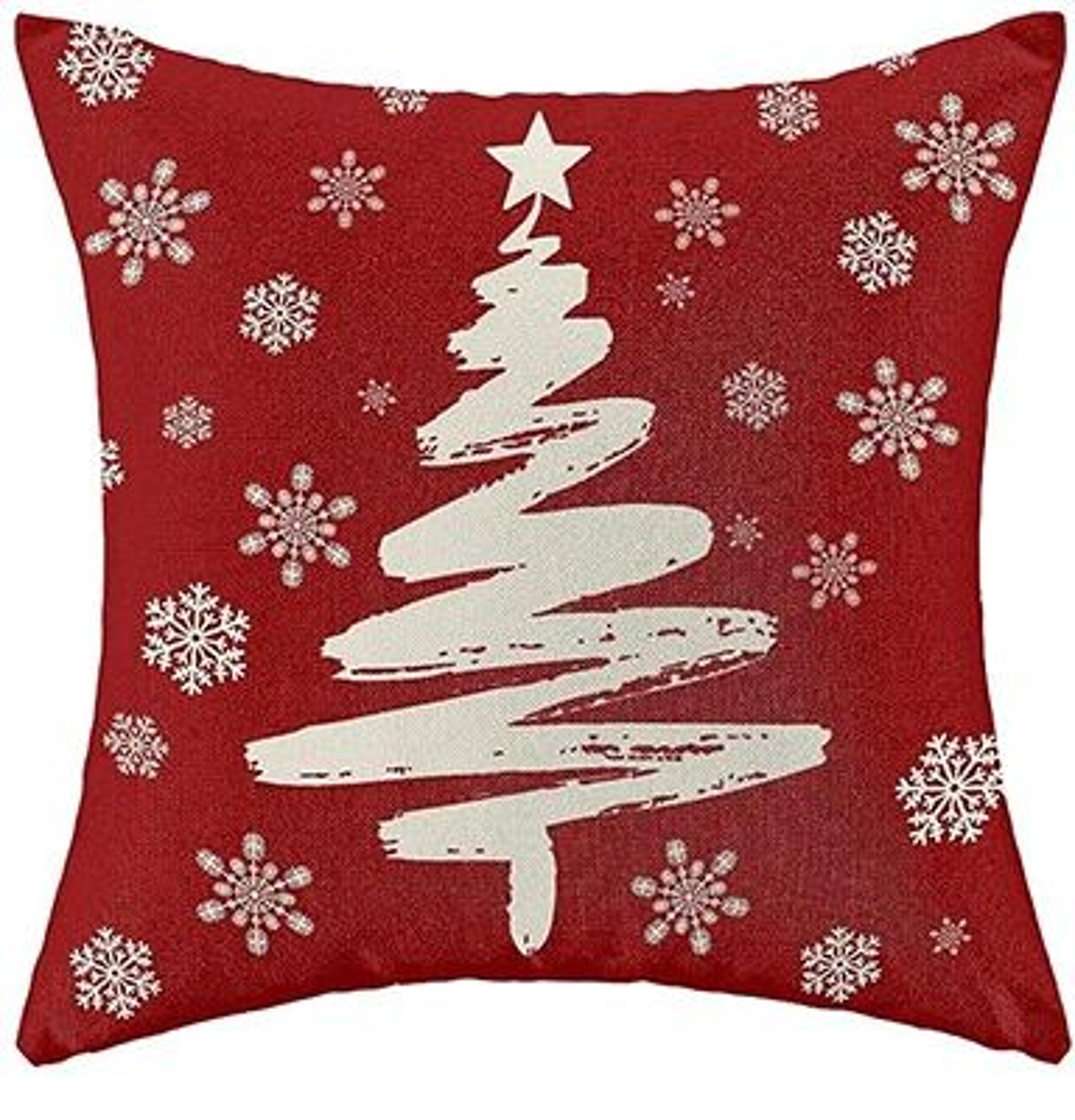 Red Snowflake Christmas Farmhouse Pillow Cover 5