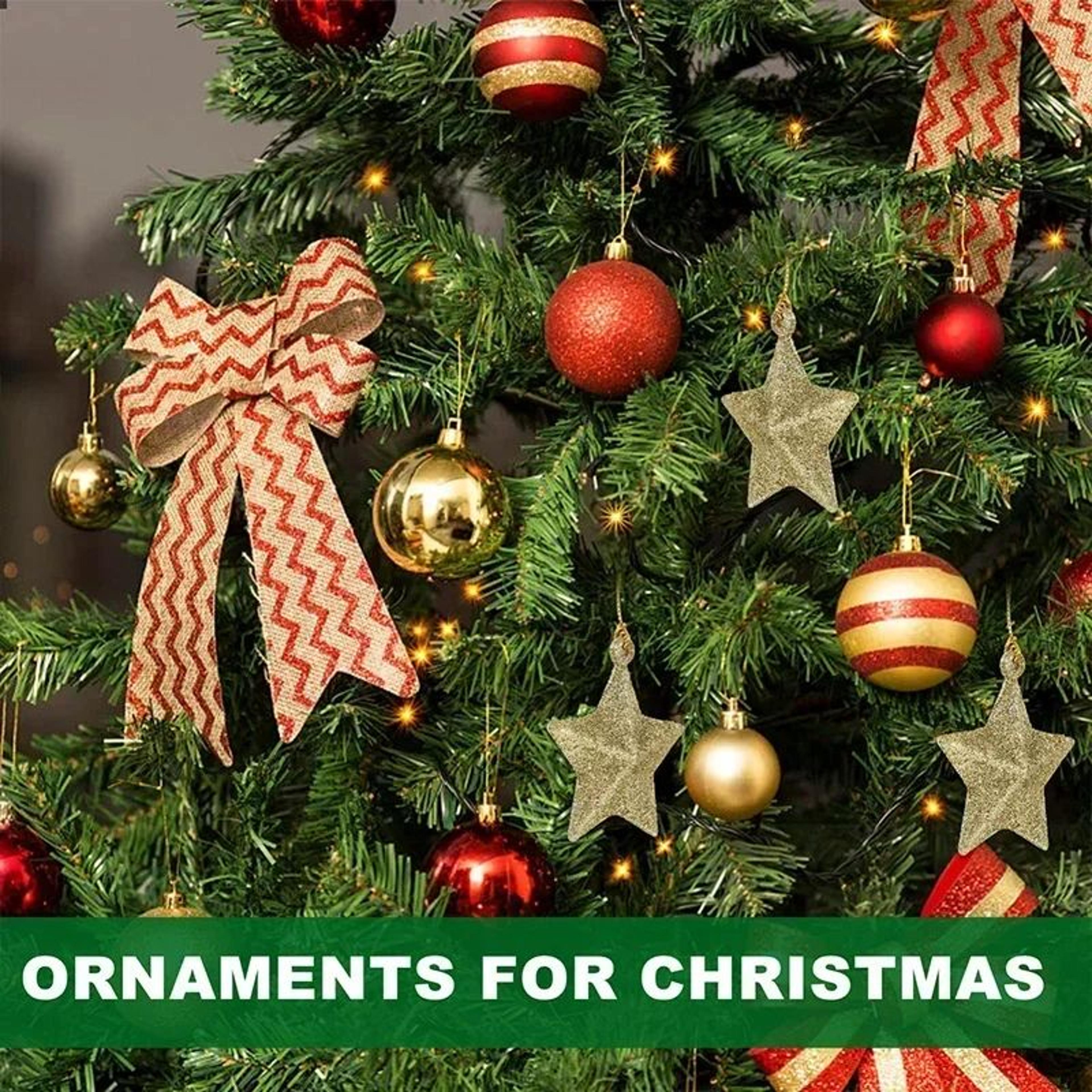 Gold Glitter Star Christmas Tree Ornaments Set 6pcs 3