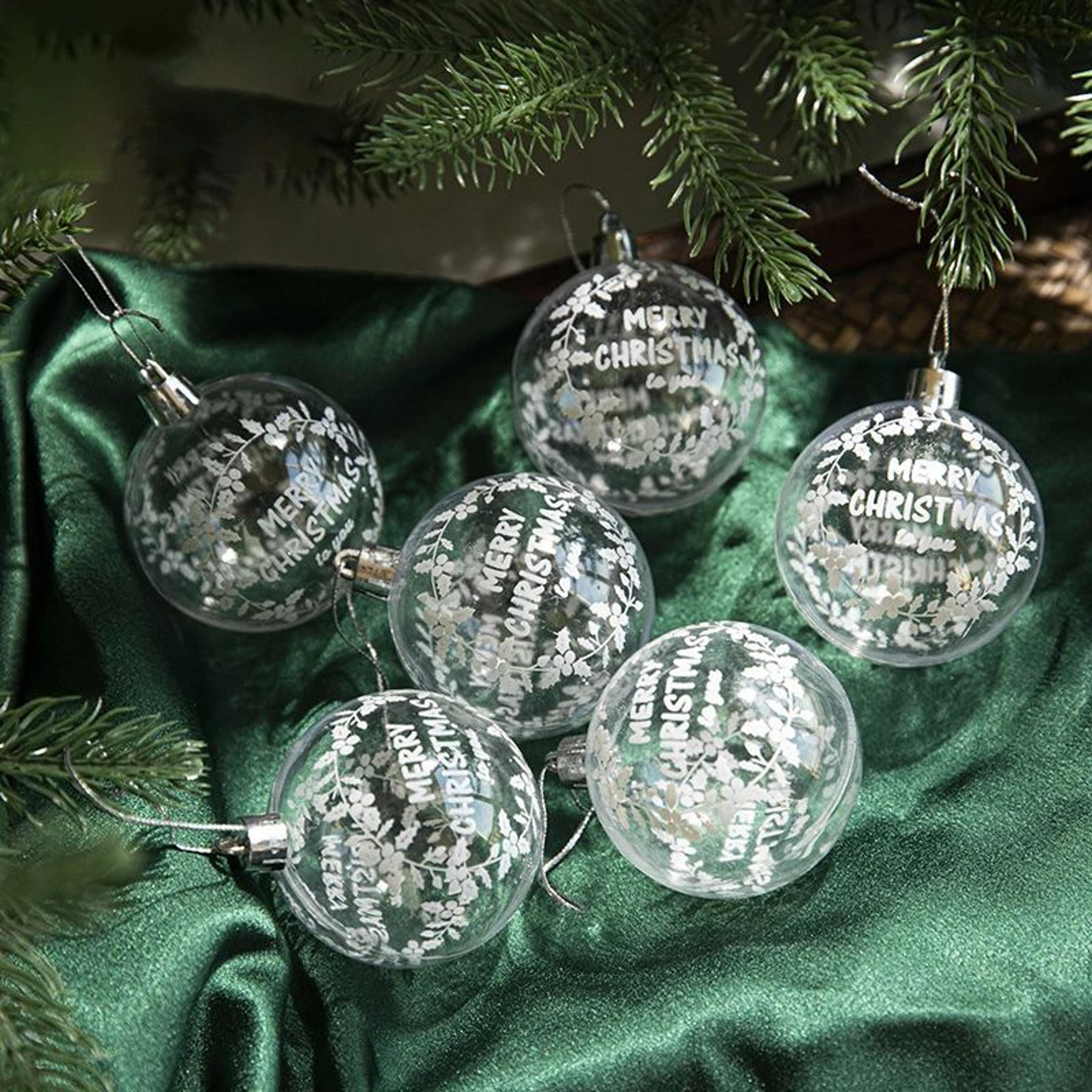 Transparent Snowball Christmas Tree Ornaments Set 6pcs 8