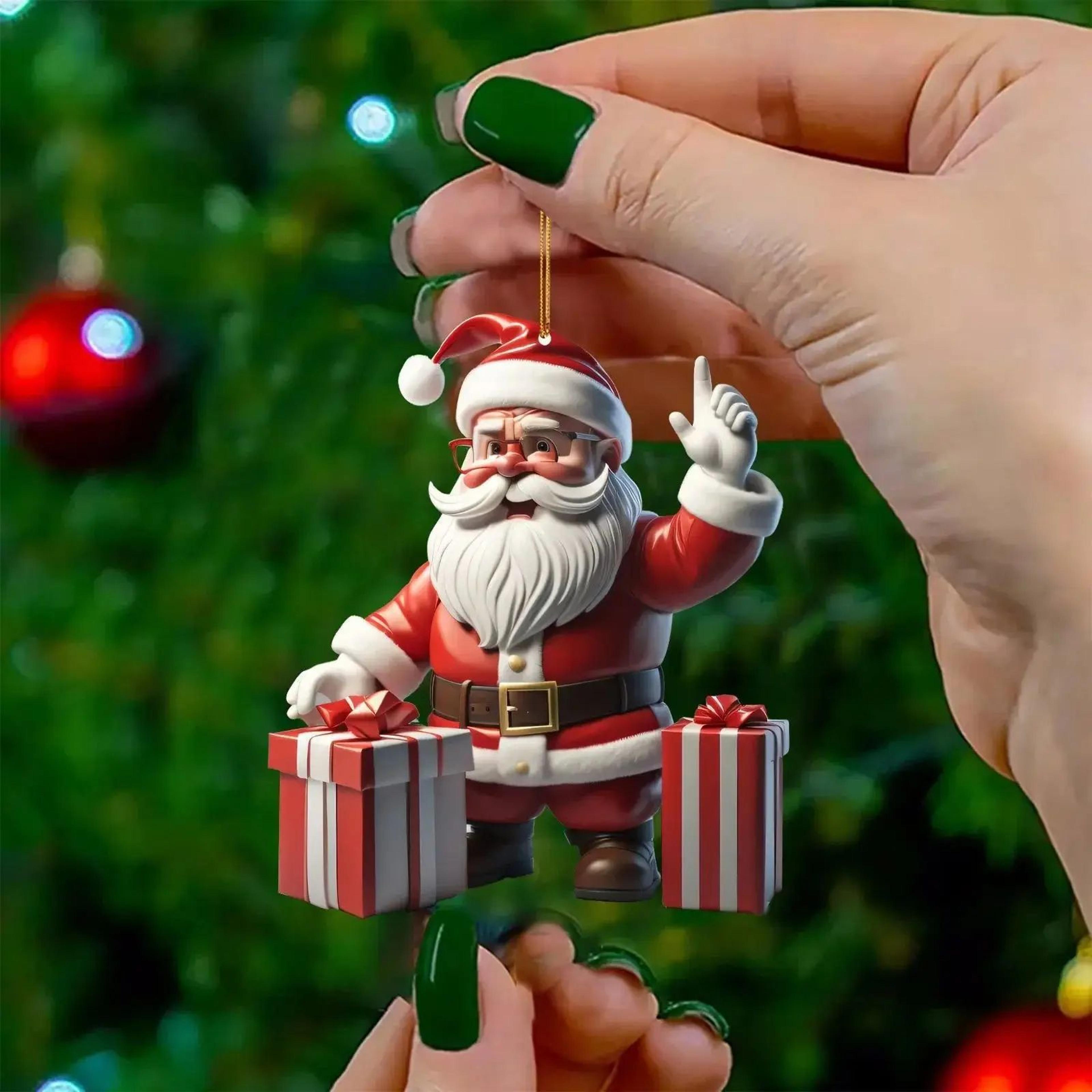 Acrylic Santa Bicycle Christmas Tree Ornament 7