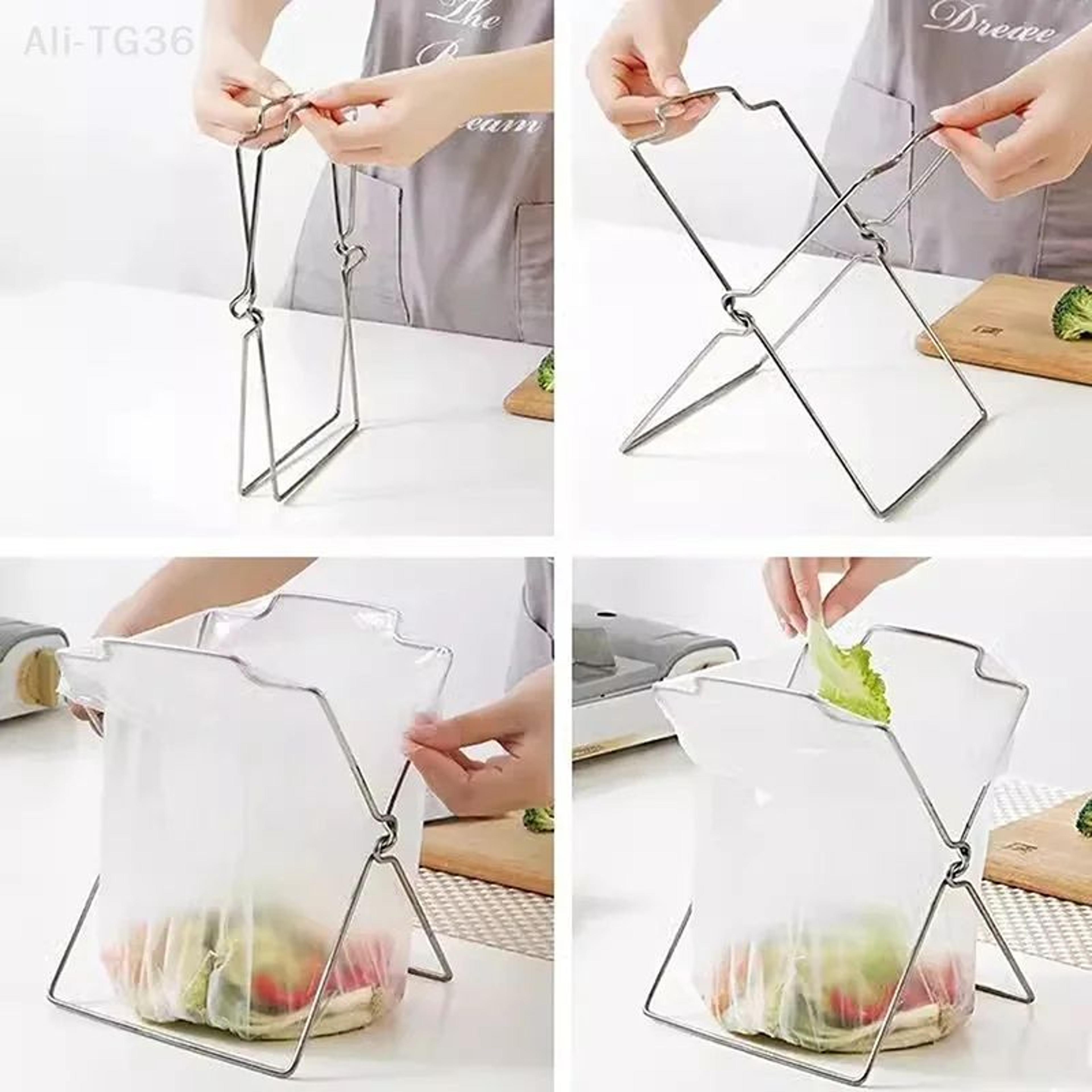 foldable kitchen garbage bag holder countertop trash rack