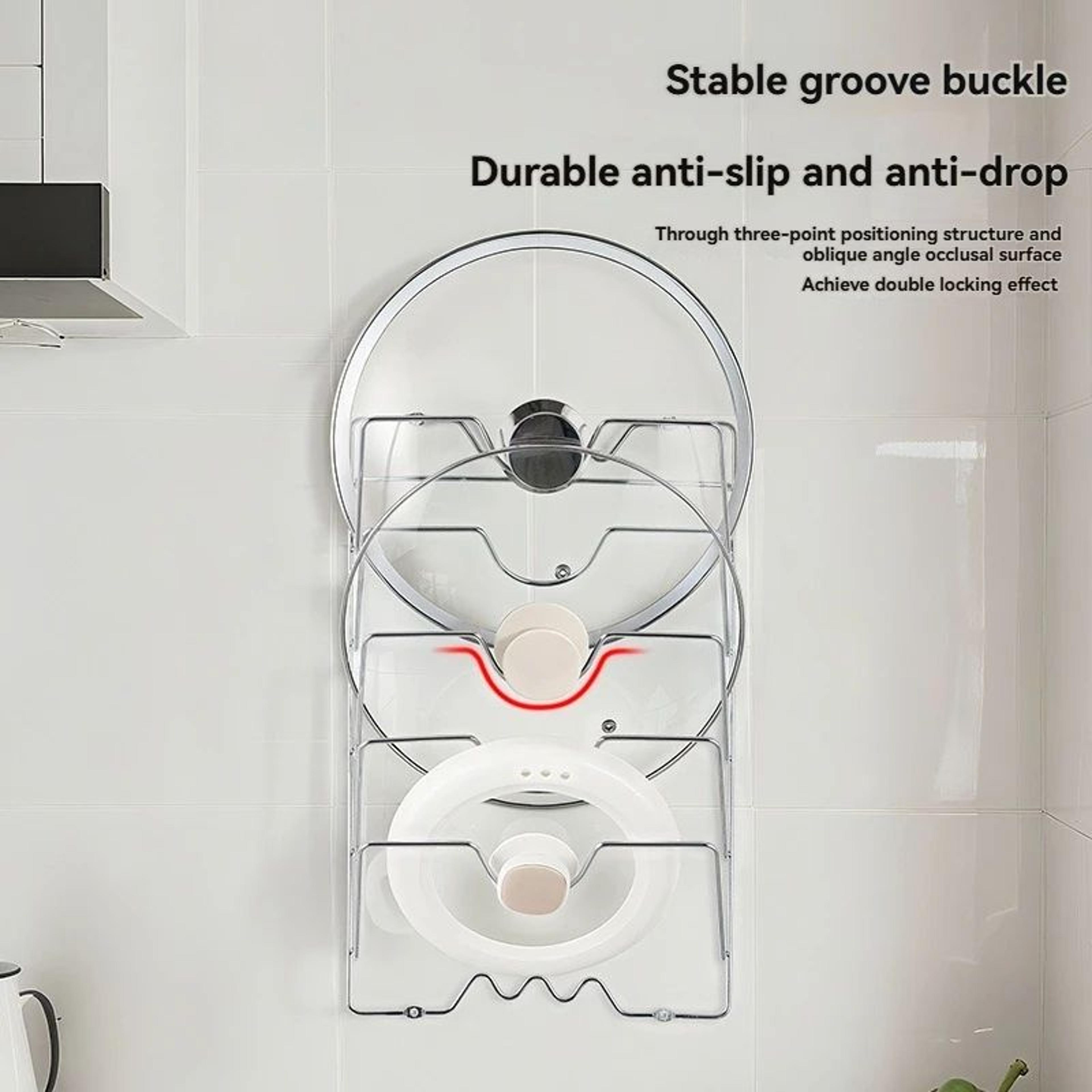 Wall Mounted Pot Lid Rack Five Layer Kitchen Organizer 2