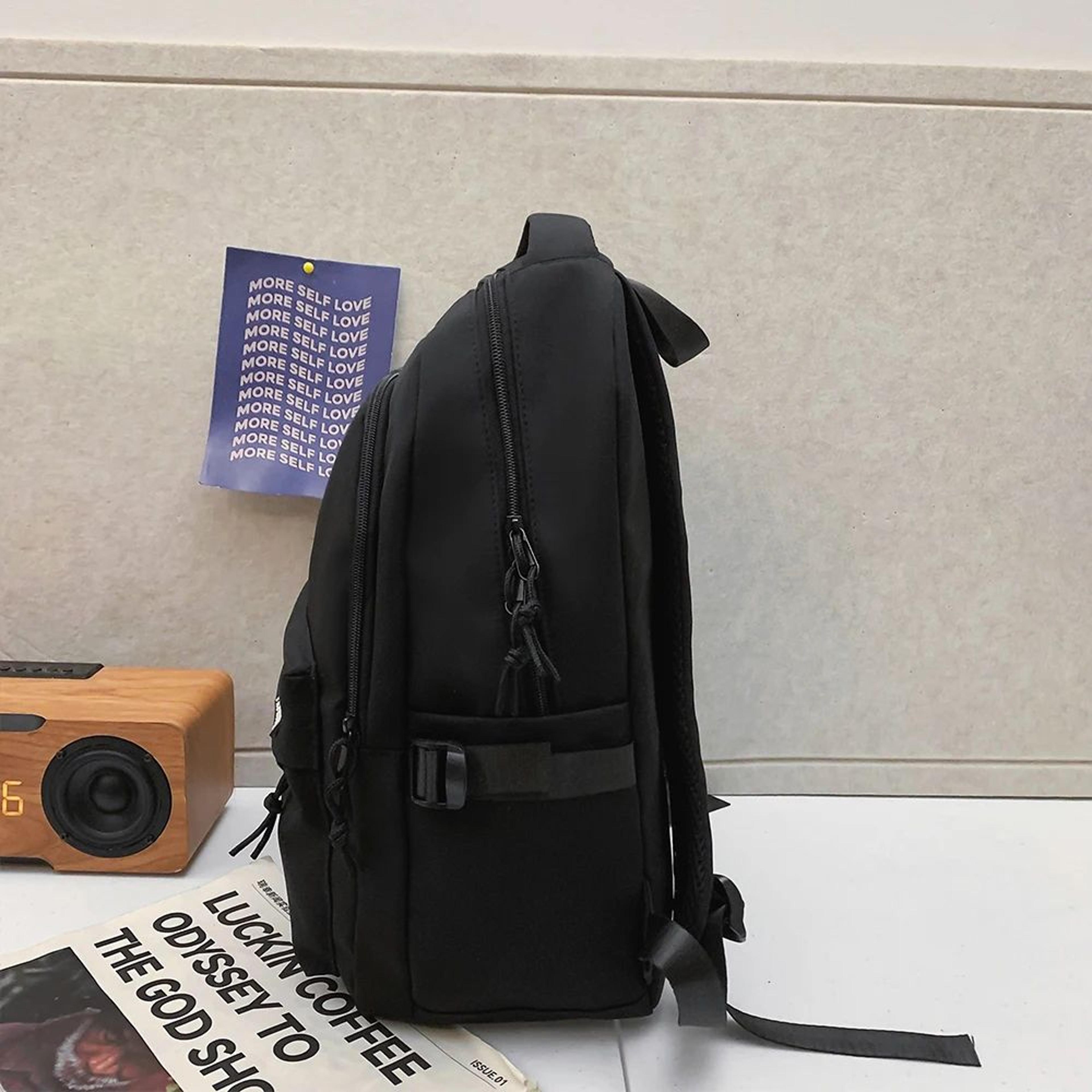 Large Capacity School Backpack Simple Black Travel Bag For Students 3