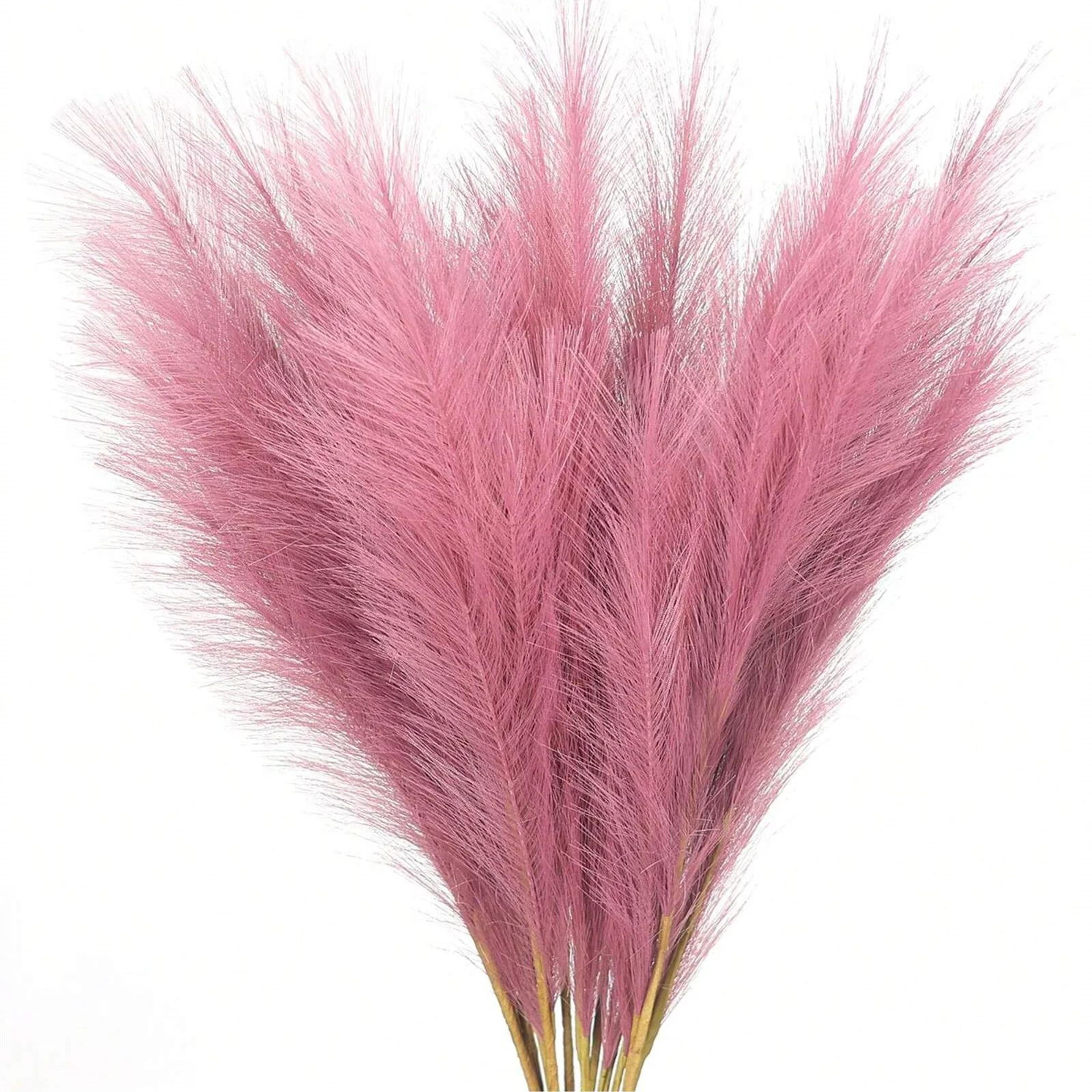 Artificial Pampas Grass Red Faux Reeds Decor 55cm Set 7