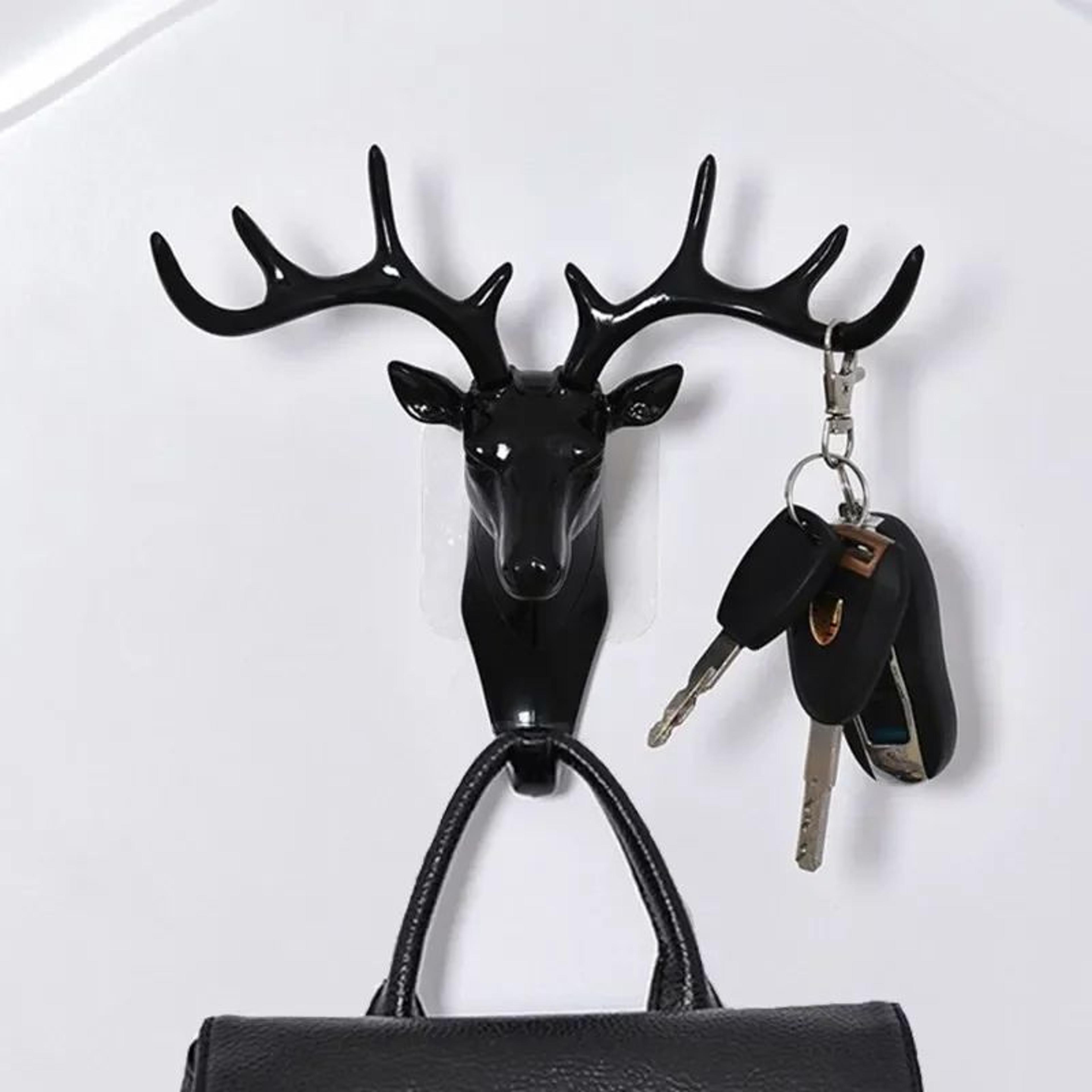 black vintage deer head wall hook antler hanger rack