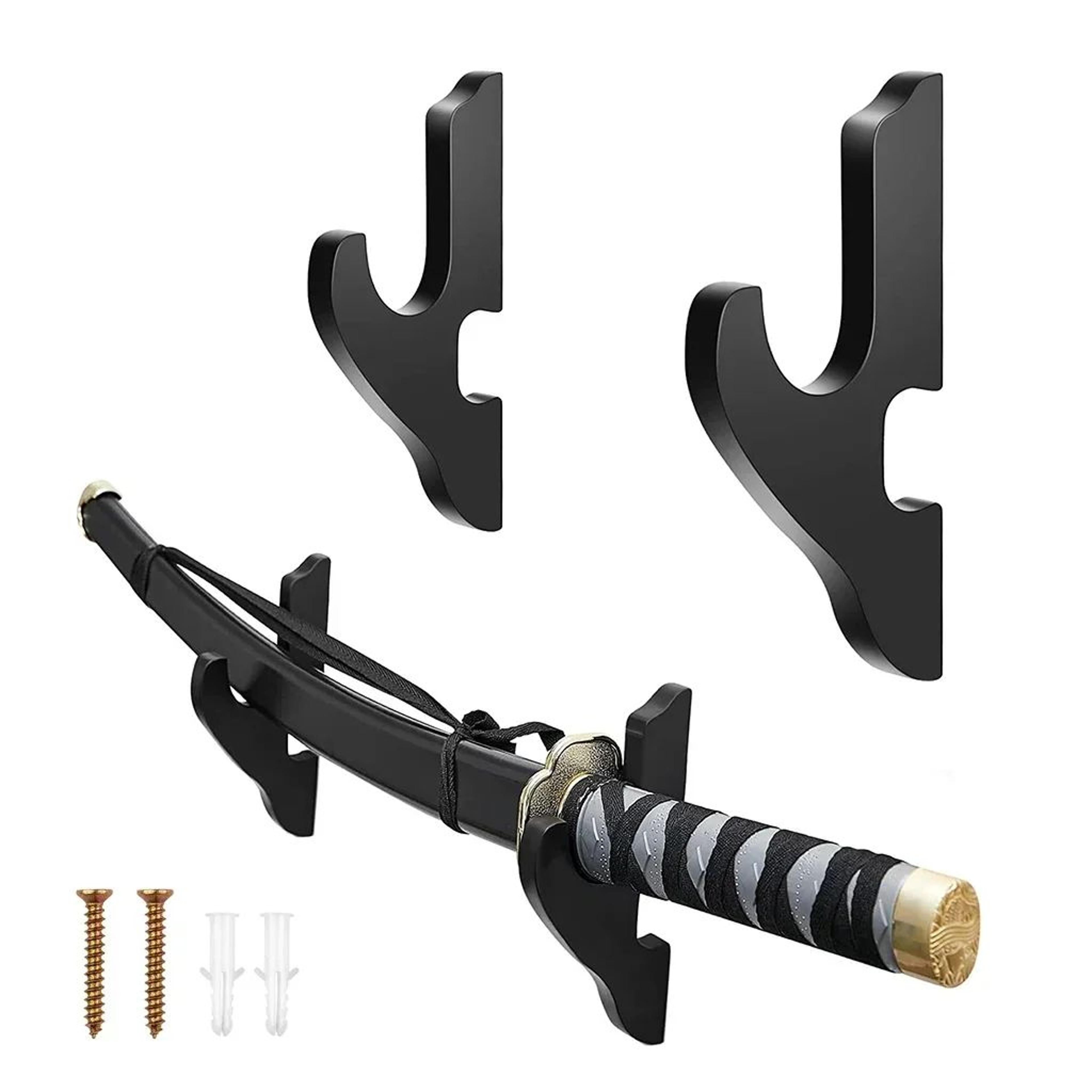 wall mount wooden sword holder adjustable display rack