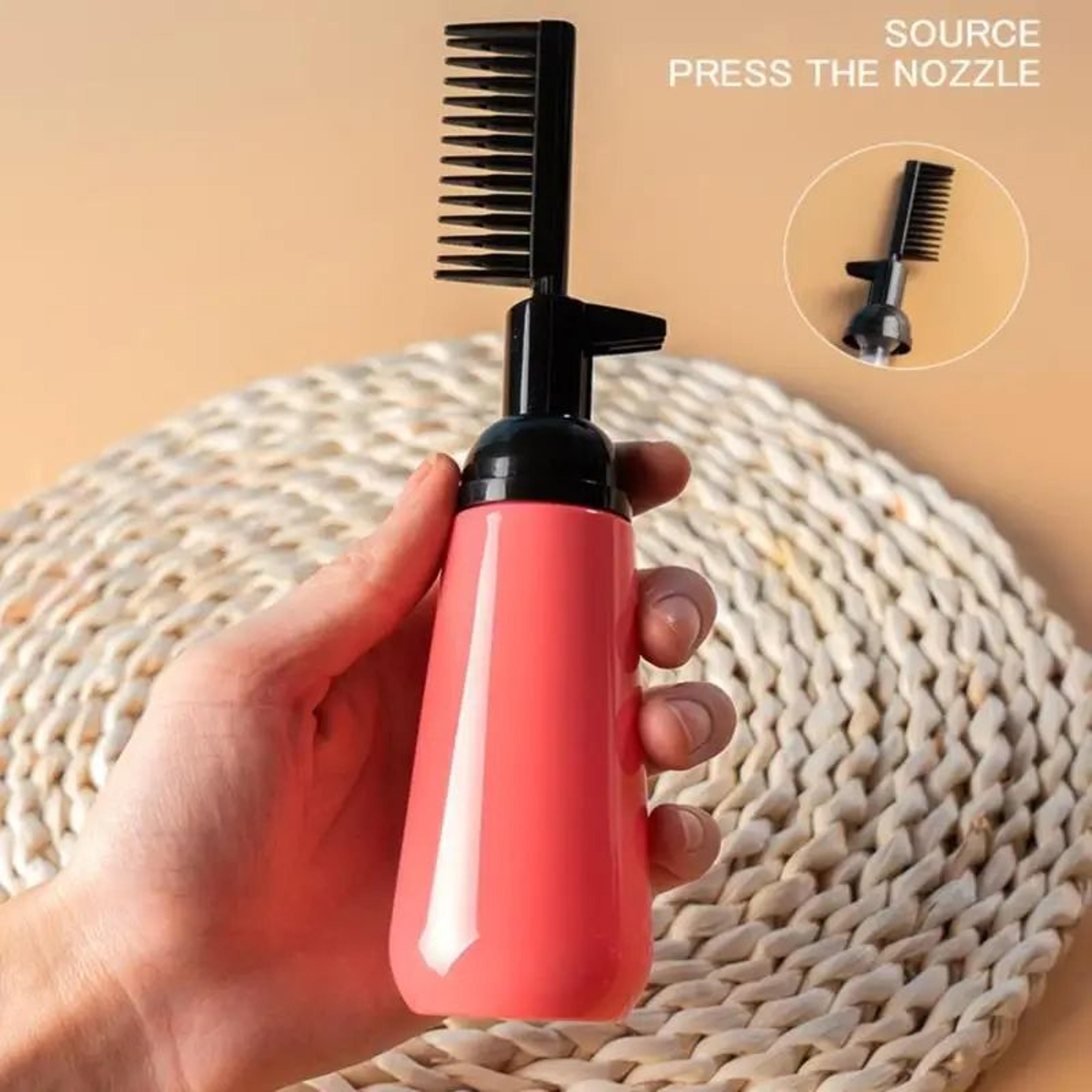 hair dye applicator bottle with comb brush dispenser