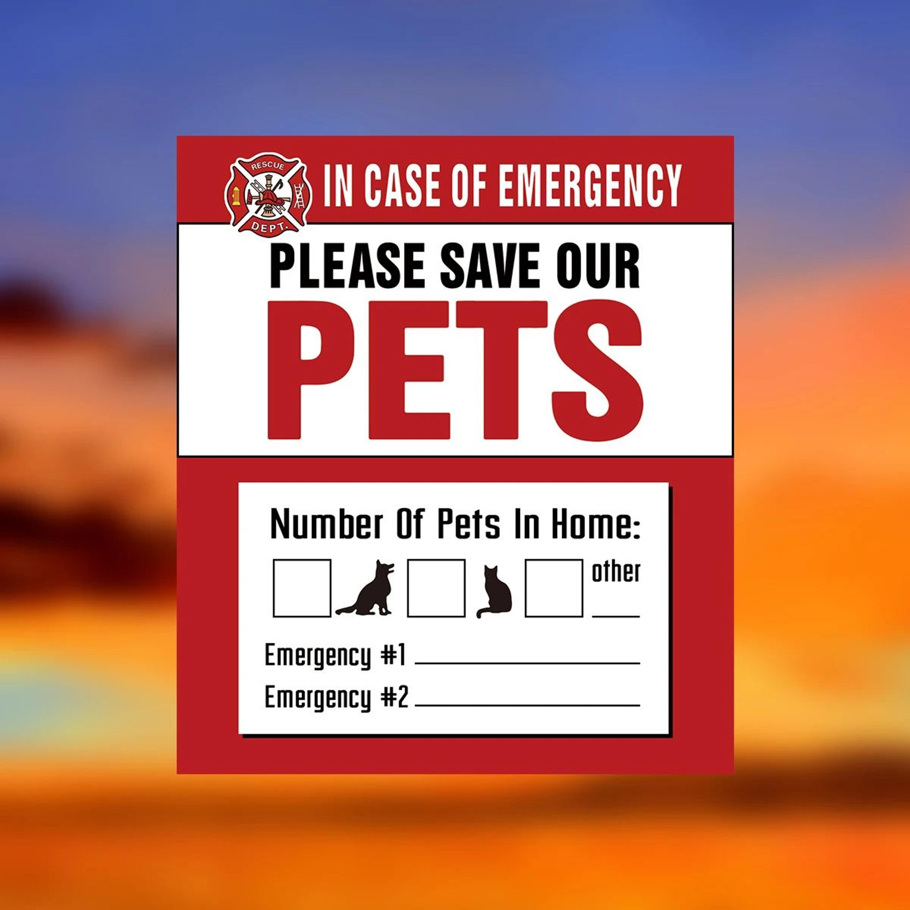 Pet Alert Emergency Window Sticker Set 8