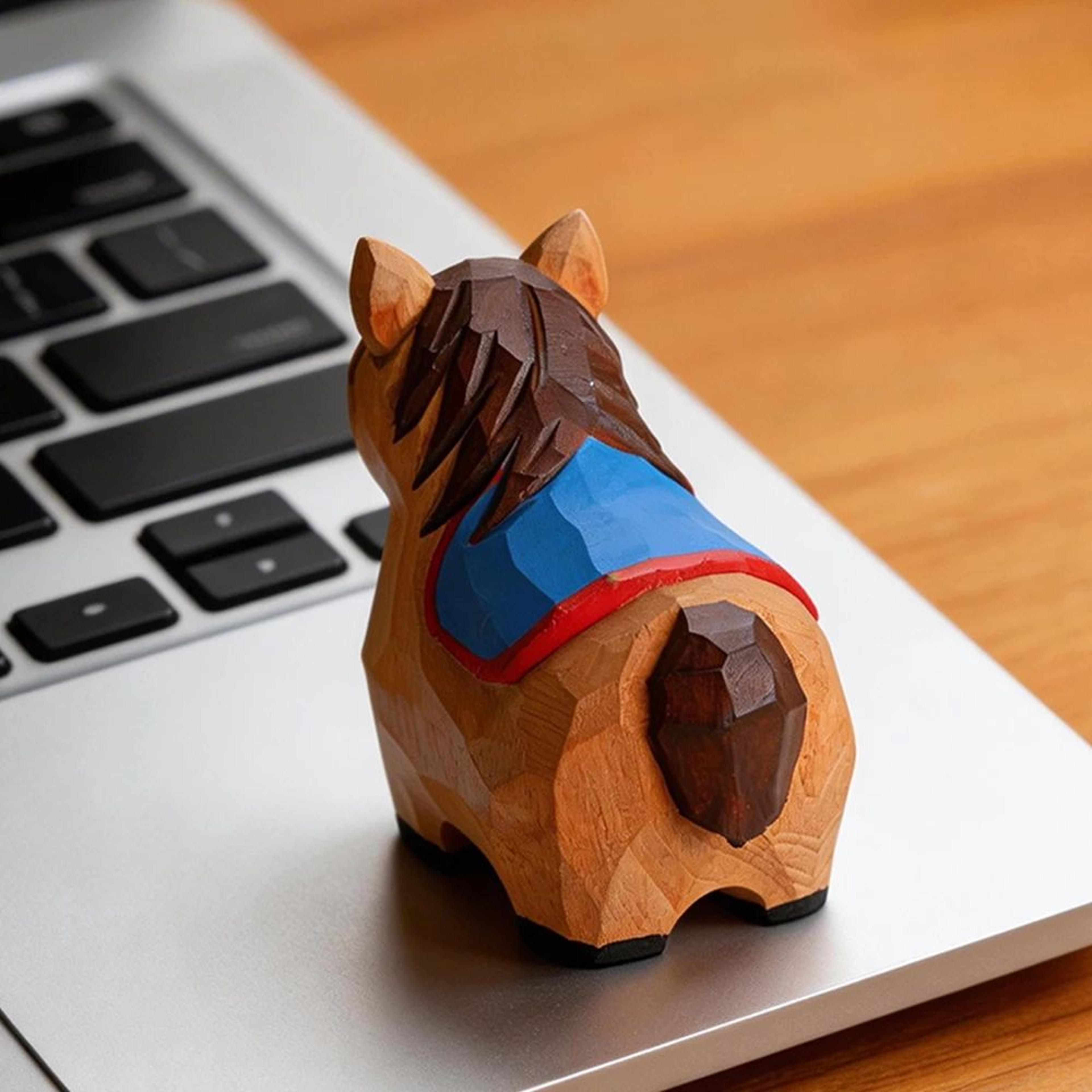 Handmade Wooden Horse Figurine Rustic Decor 4