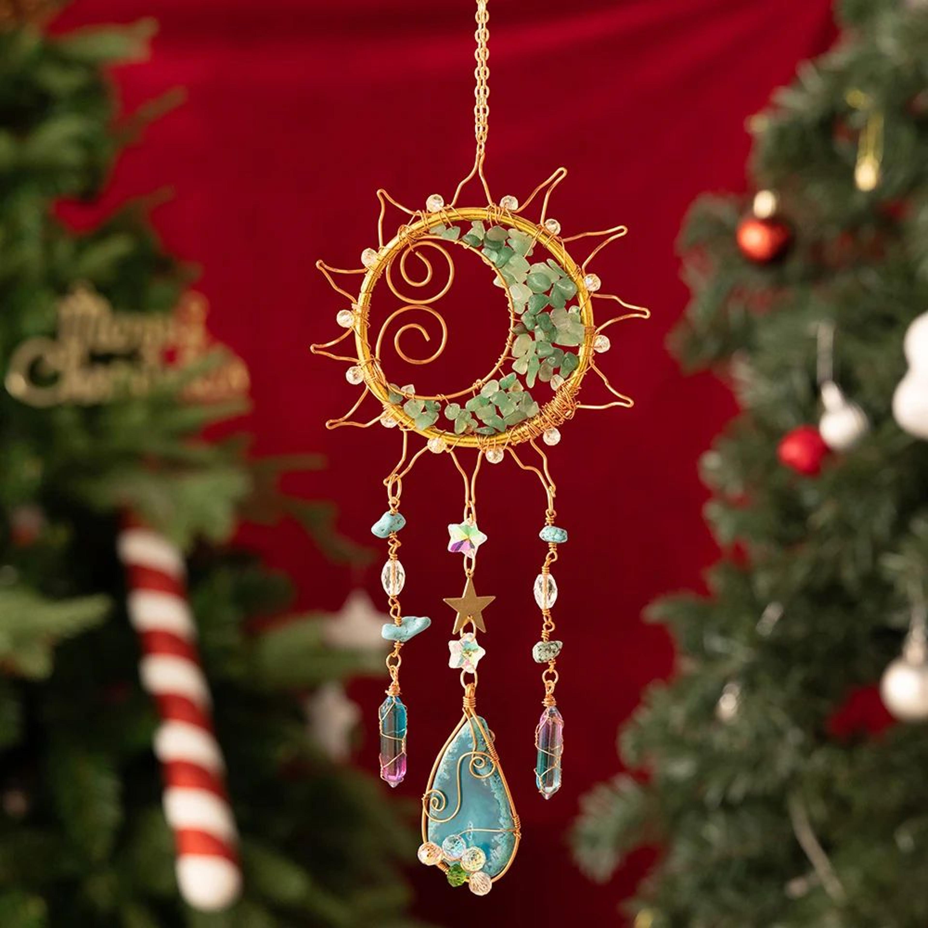 Crystal Sun Moon Wind Chime Prism Suncatcher Decor 10