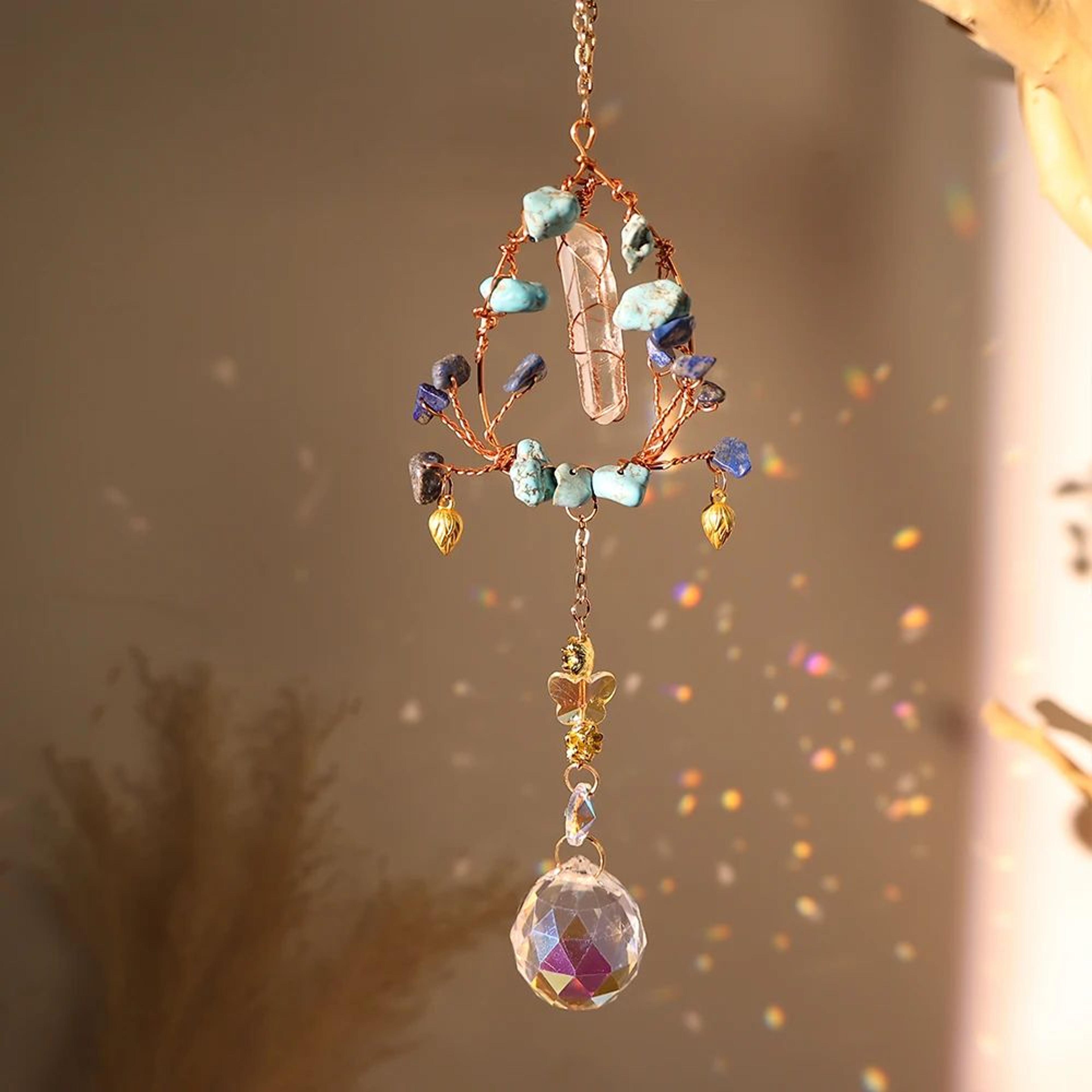 Crystal Sun Moon Wind Chime Prism Suncatcher Decor 15