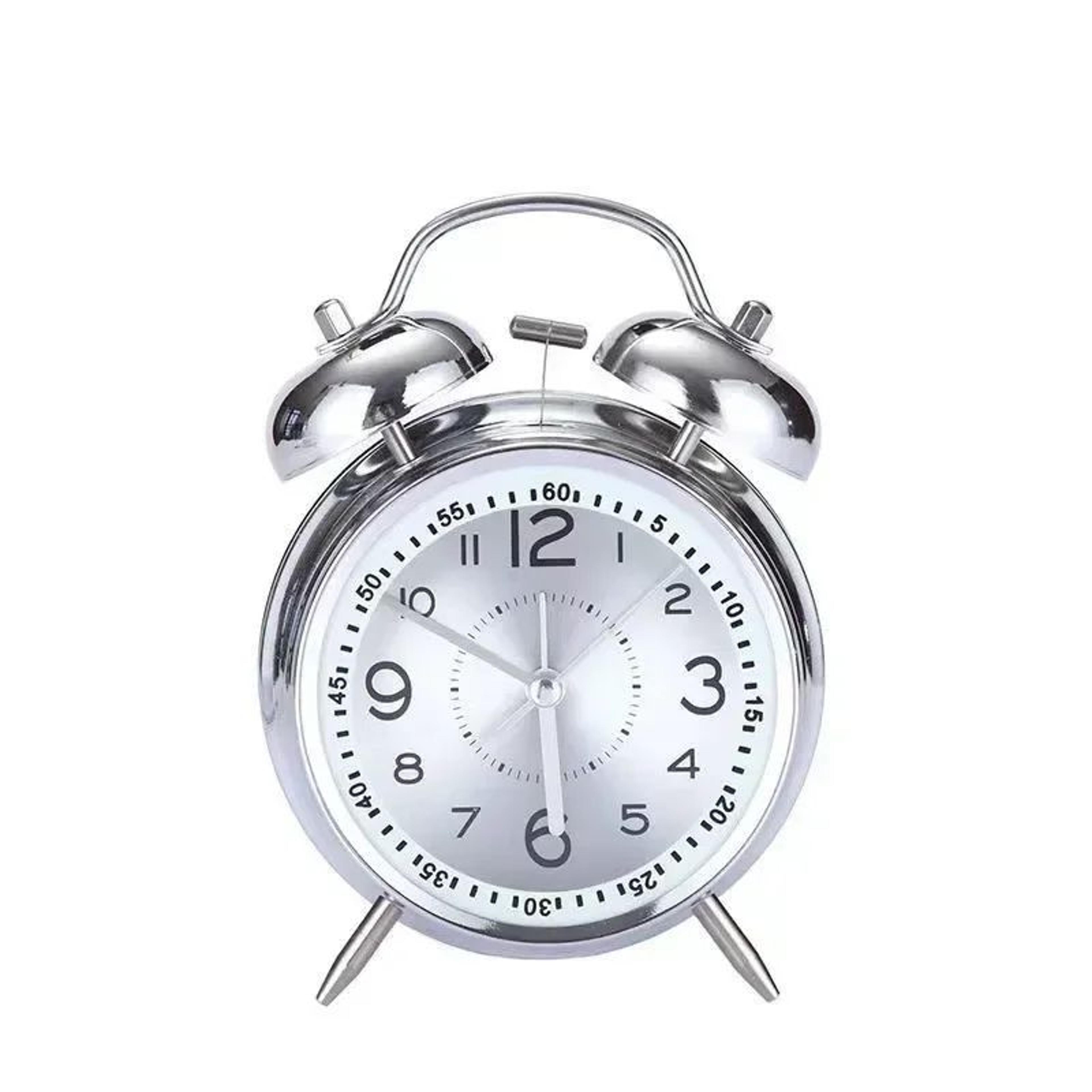 Twin Bell Alarm Clock With Night Light Loud Metal Desk Clock 7