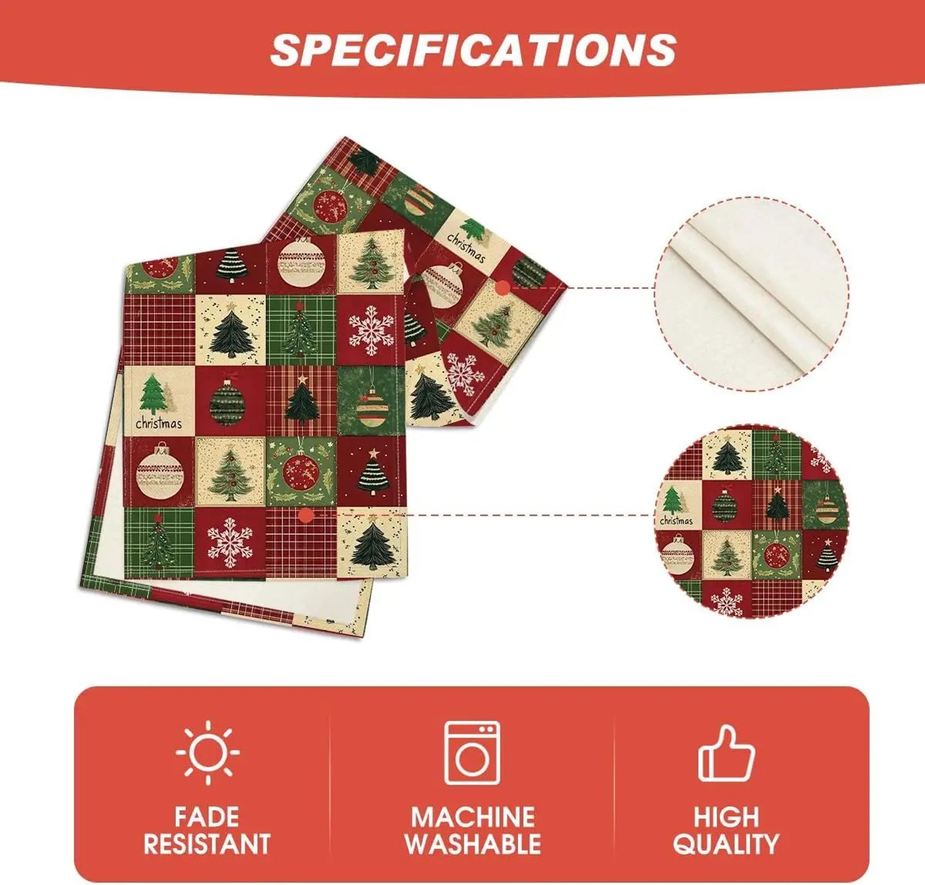 Christmas Plaid Snowflake Table Runner Decor 4