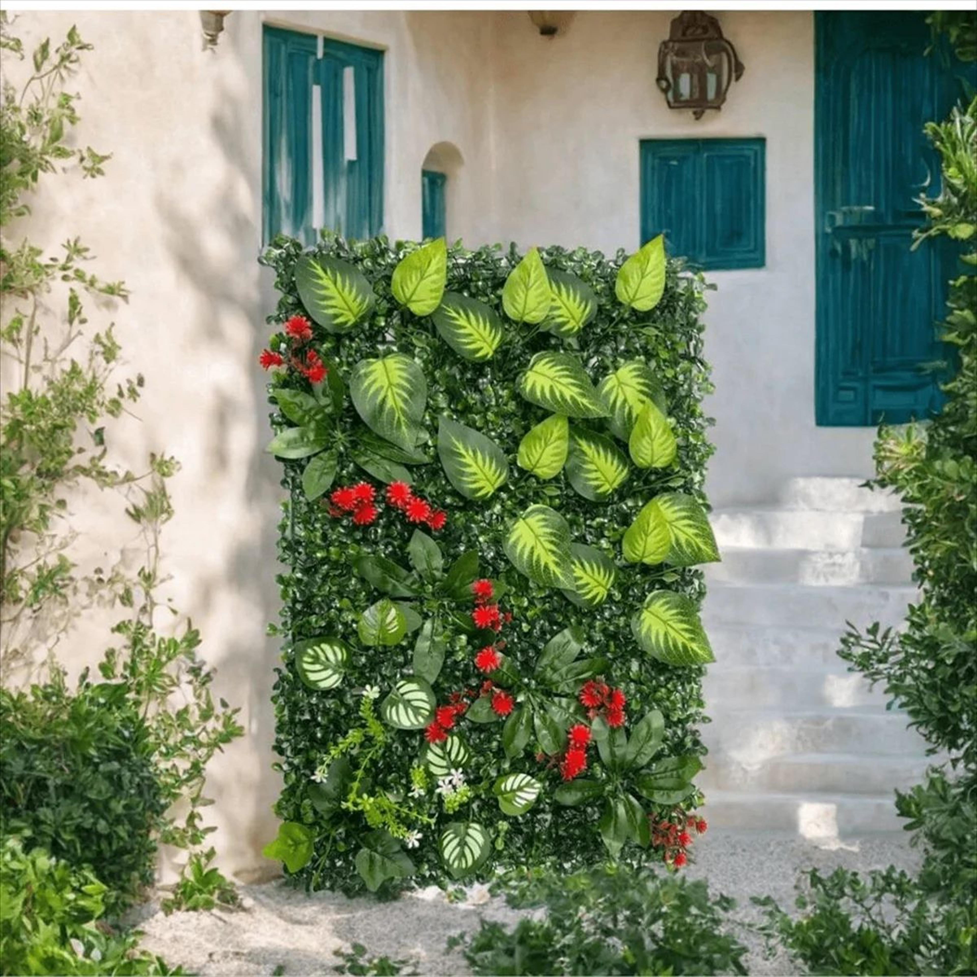 Artificial Grass Wall Panel Flower Privacy Decor 3