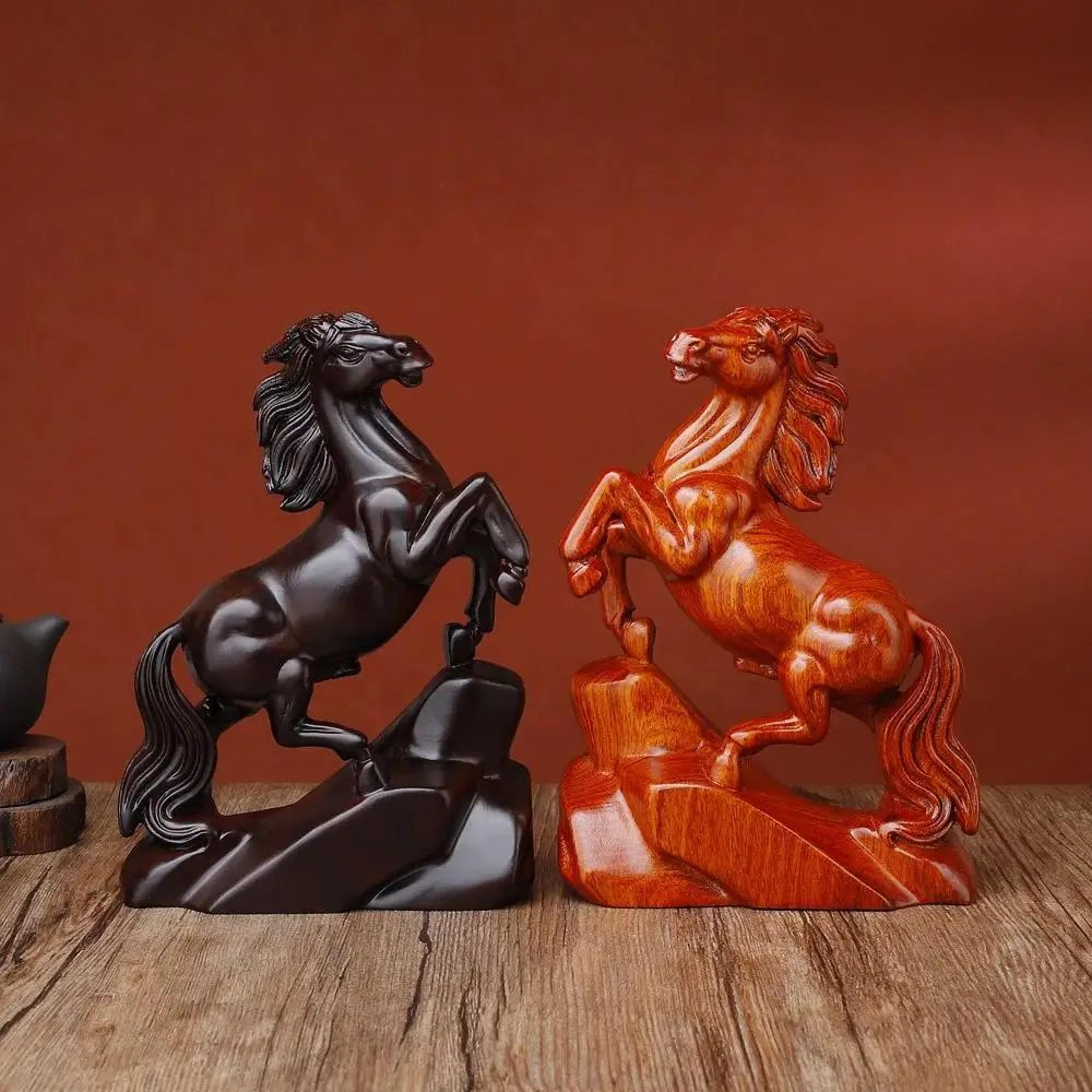 Rosewood Feng Shui Horse Lucky Wealth Statue 7