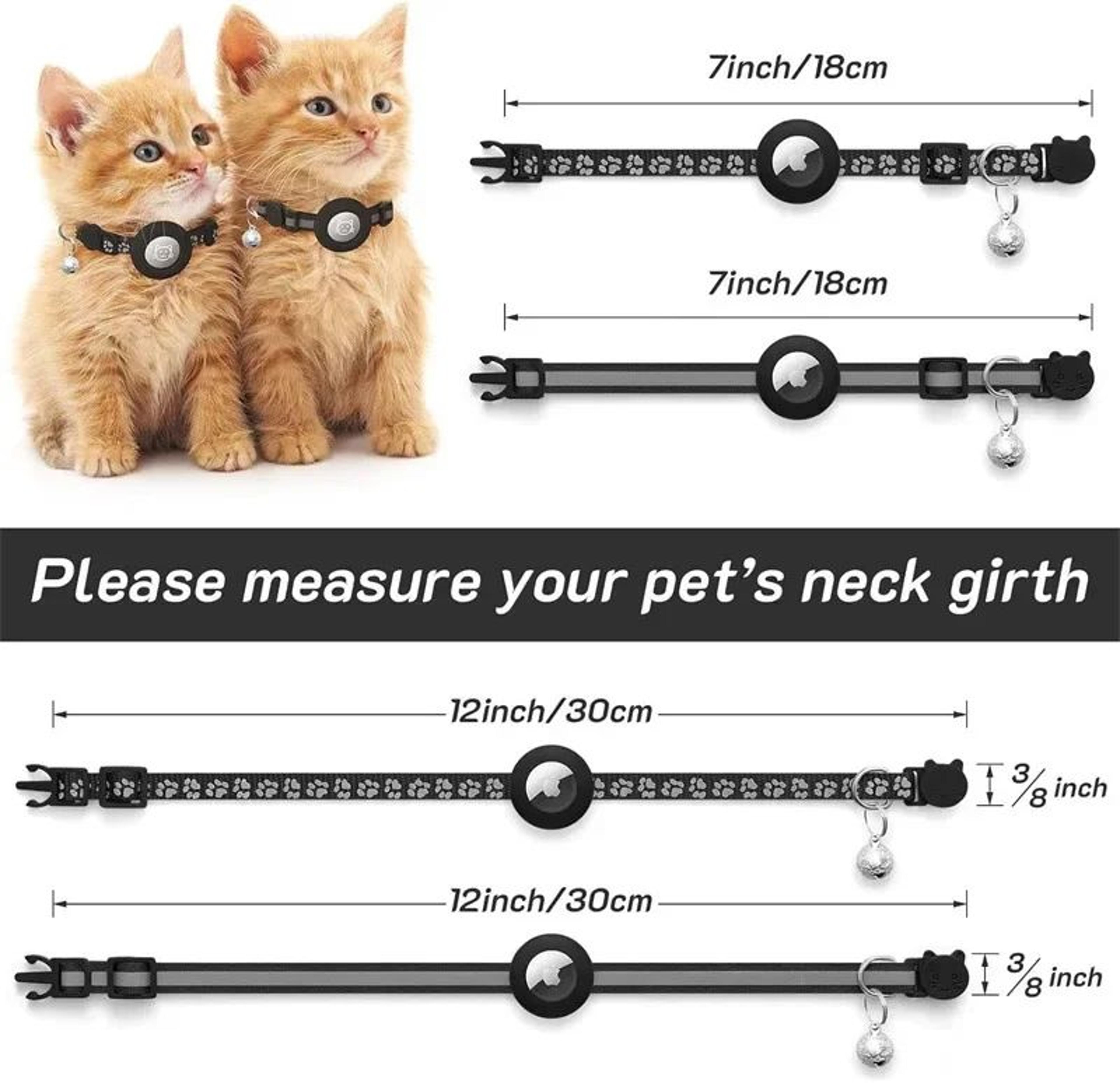 Reflective AirTag Cat Collar With Bell And Safety Breakaway Buckle 1