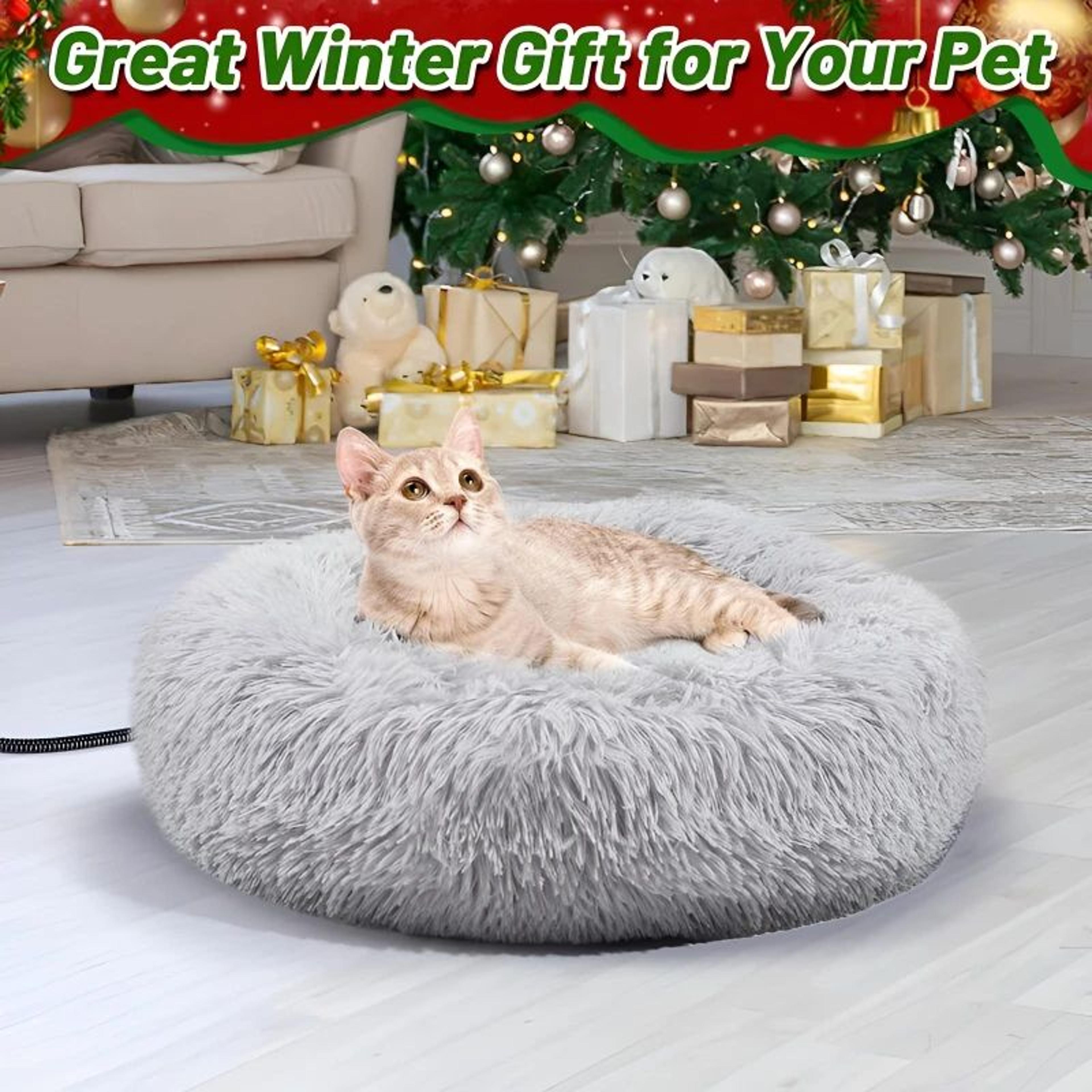 USB Heated Pet Bed Warm Round Cat And Dog Cushion 1