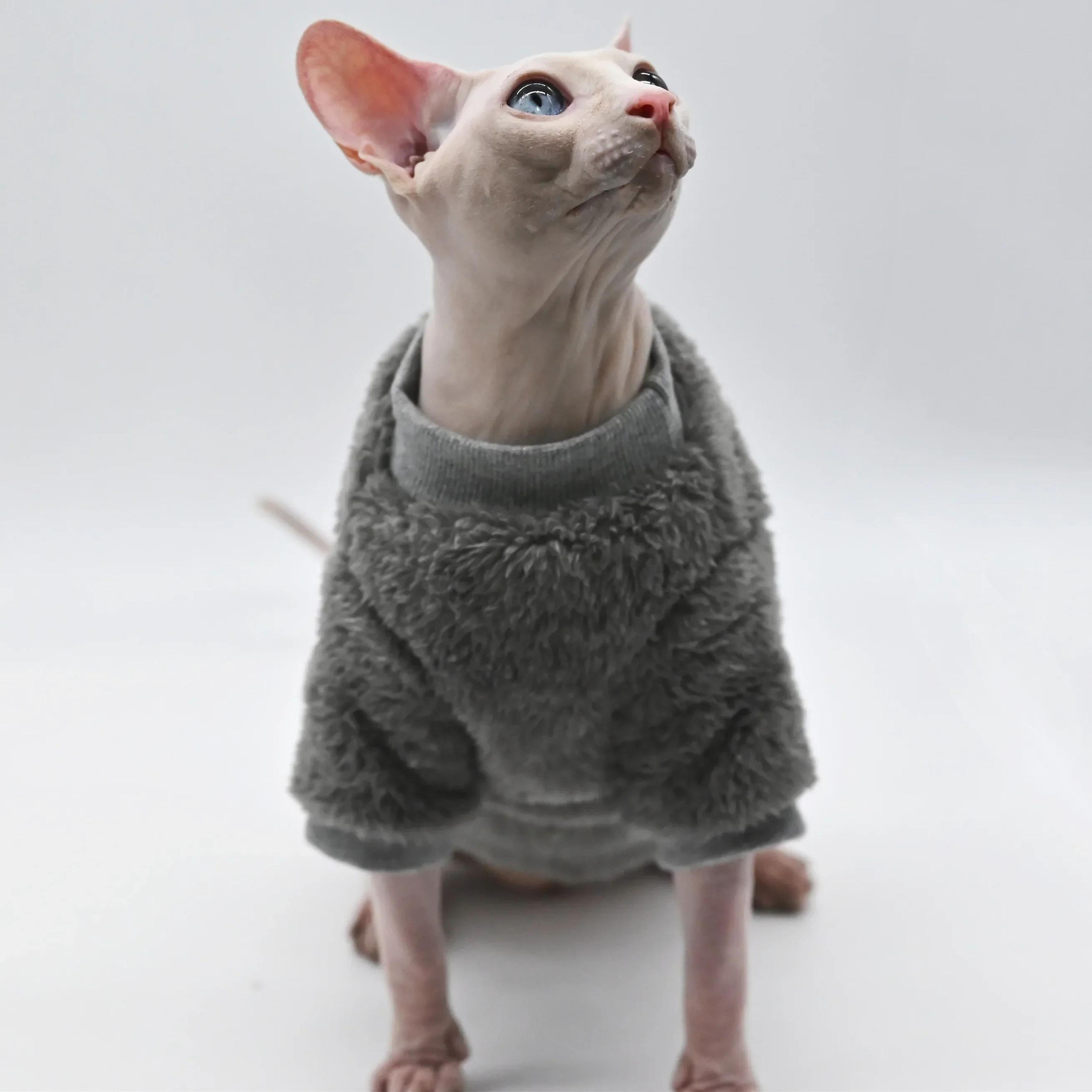 Fluffy Double Sided Winter Jacket For Sphynx Cats 6