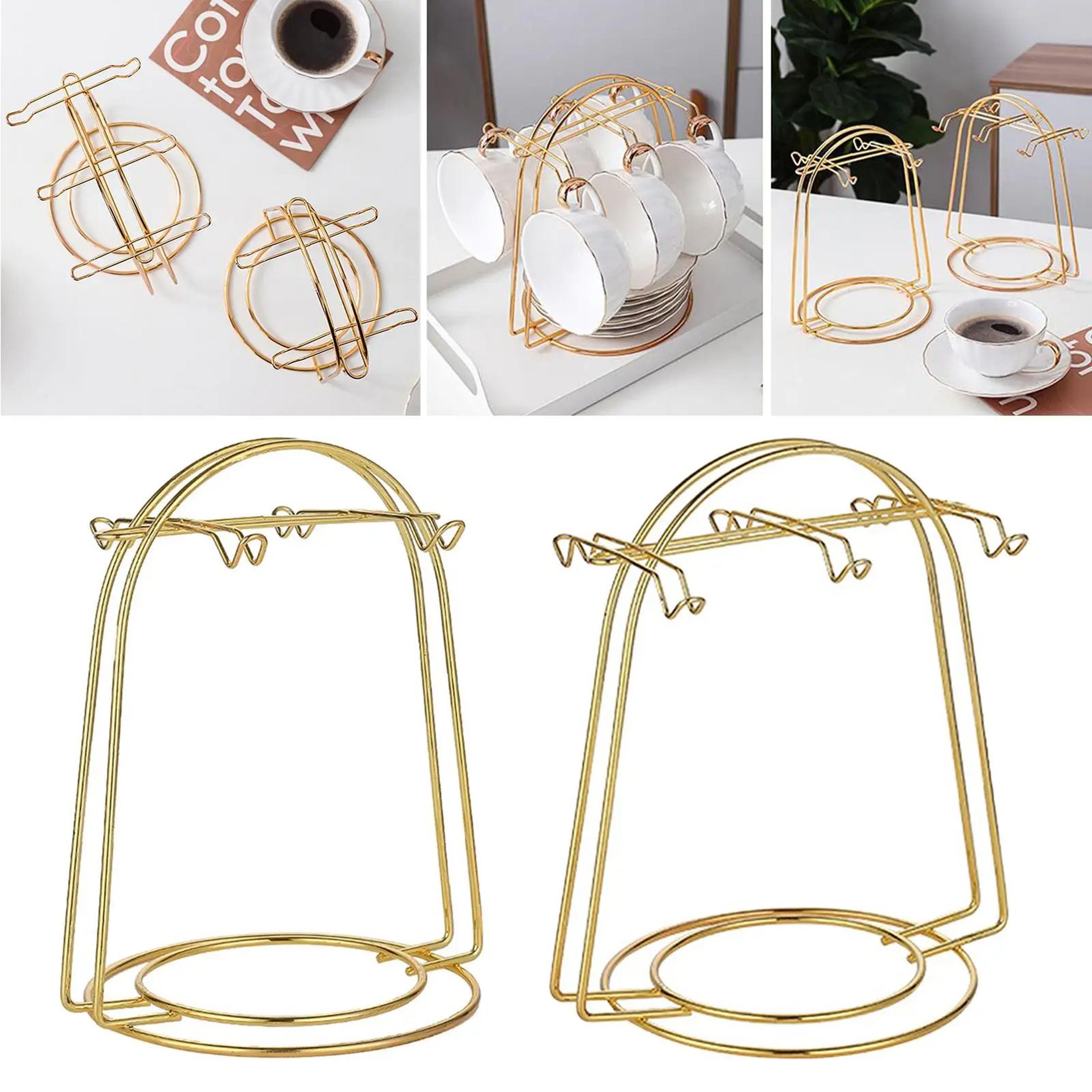 Golden Tea Cup And Saucer Display Stand Rack 3