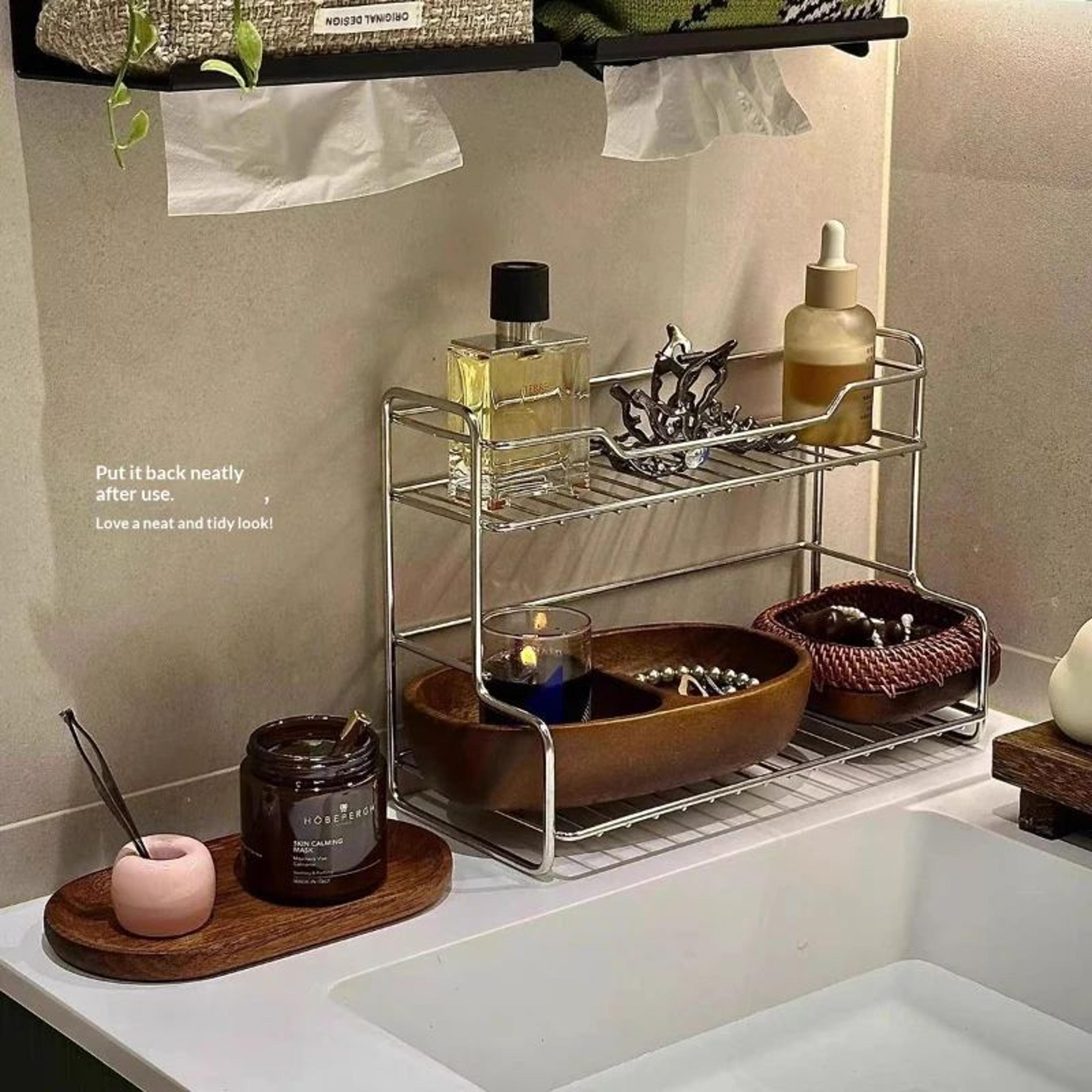 Minimalist Double Layer Bathroom Storage Rack 1