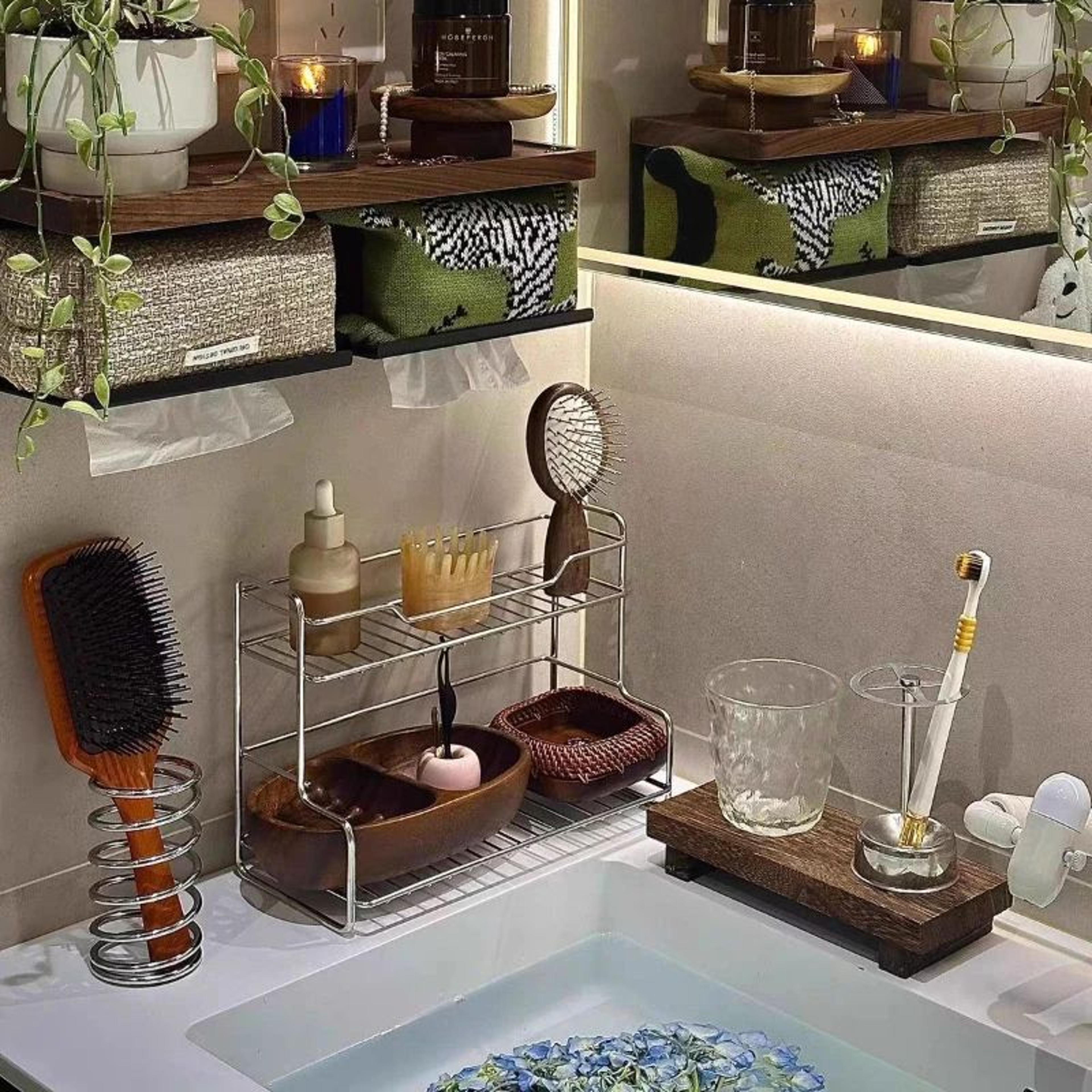 Minimalist Double Layer Bathroom Storage Rack 2