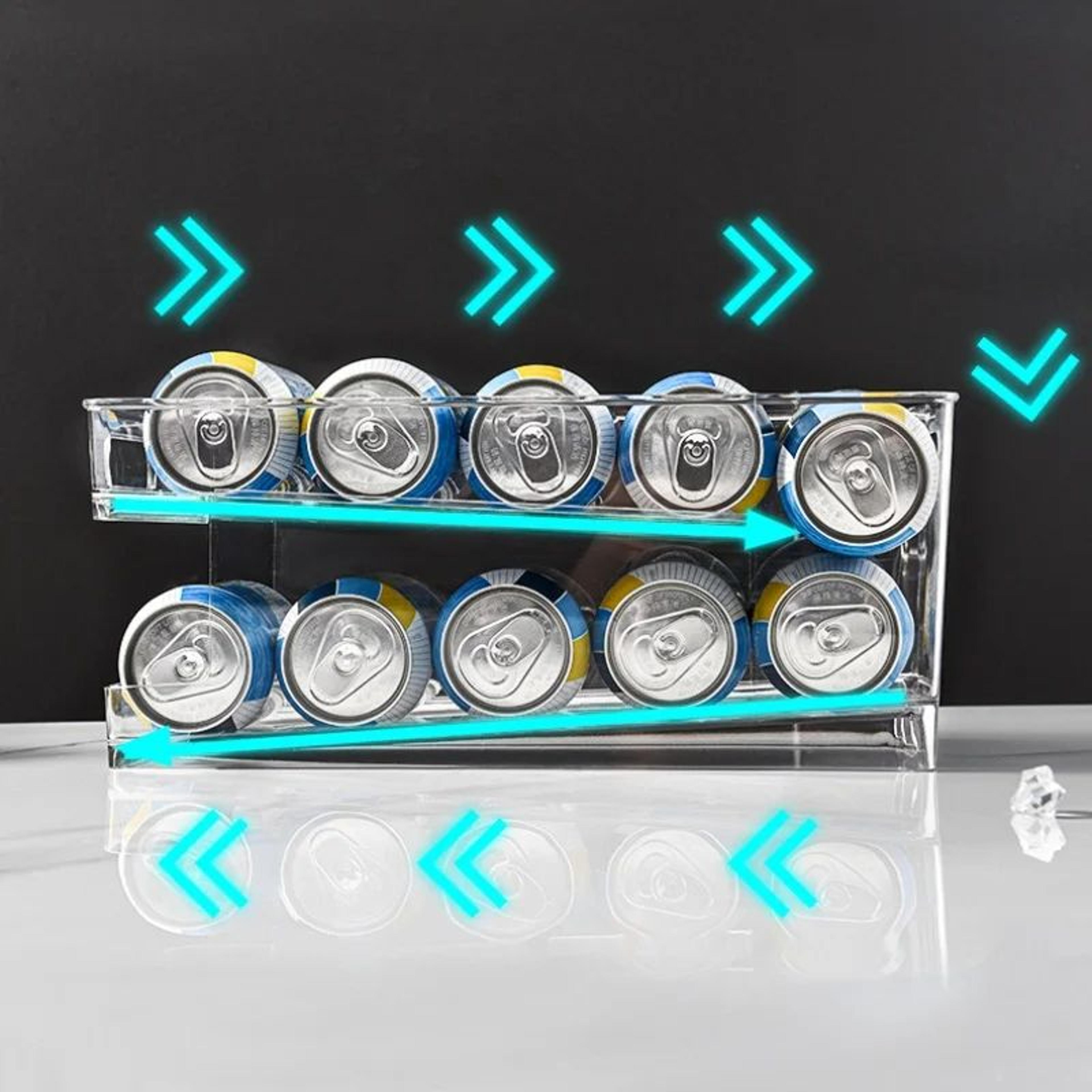 Double Layer Refrigerator Beverage Can Organizer Storage Rack 3