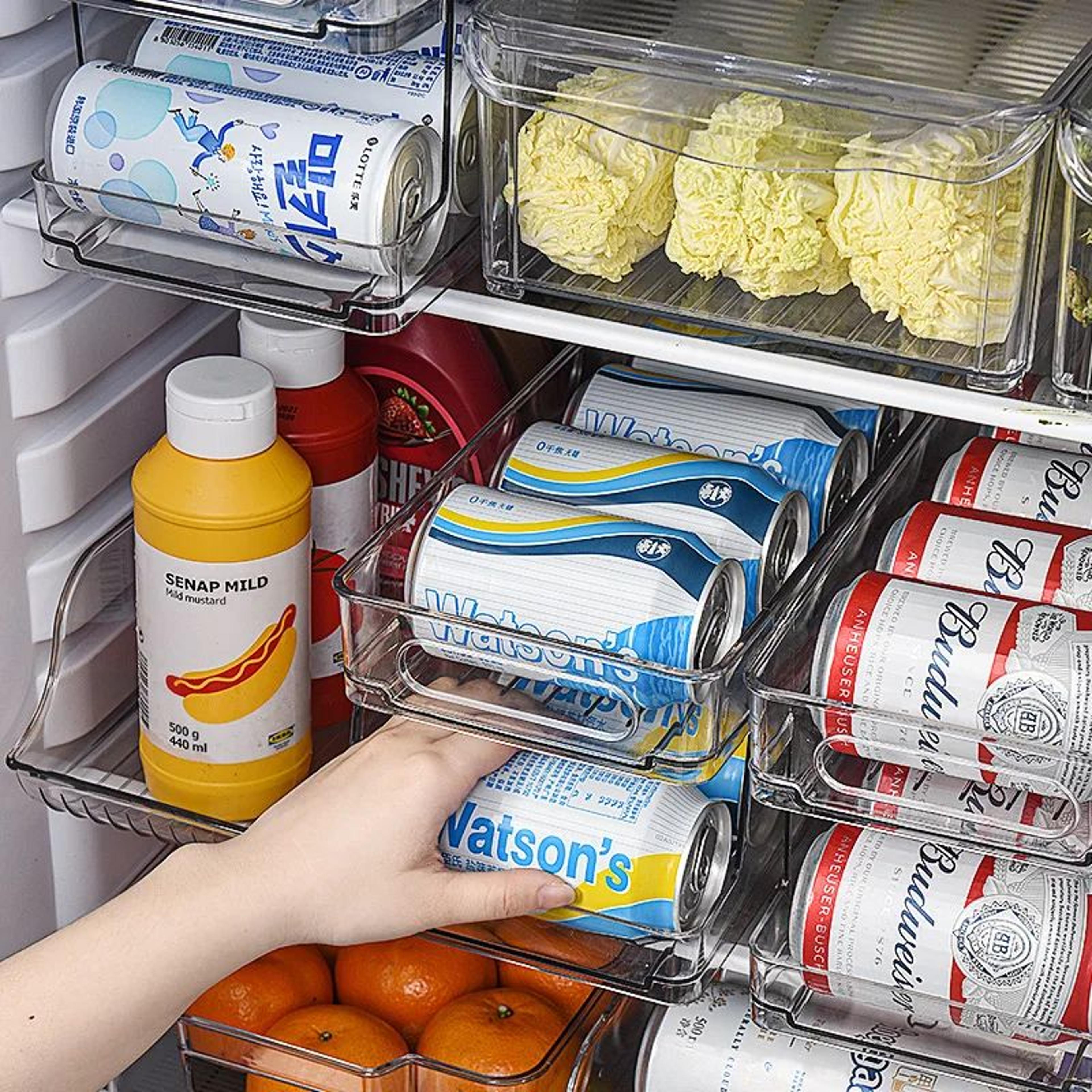 Double Layer Refrigerator Beverage Can Organizer Storage Rack 5