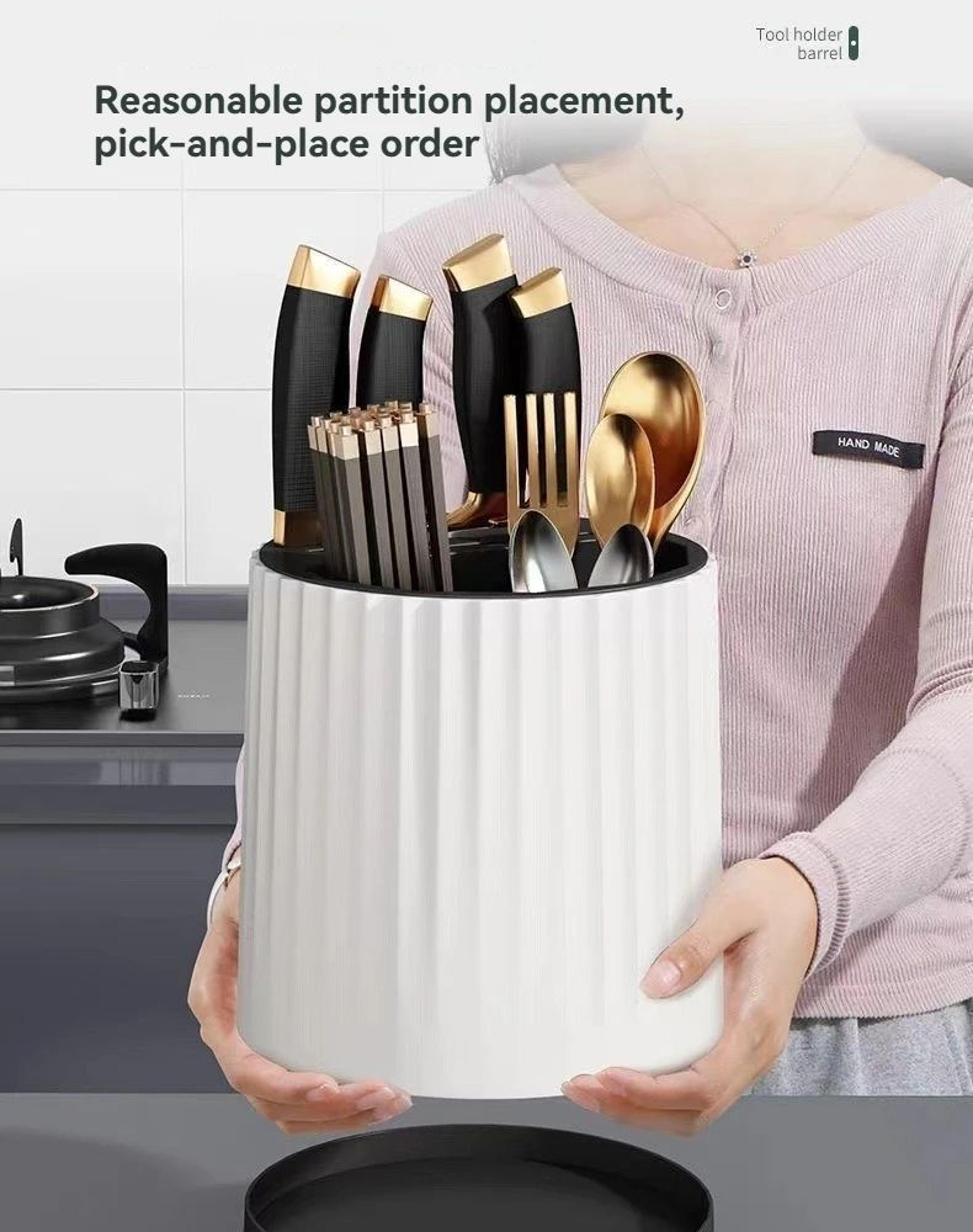 Rotating Knife And Cutlery Holder Kitchen Organizer Stand 1