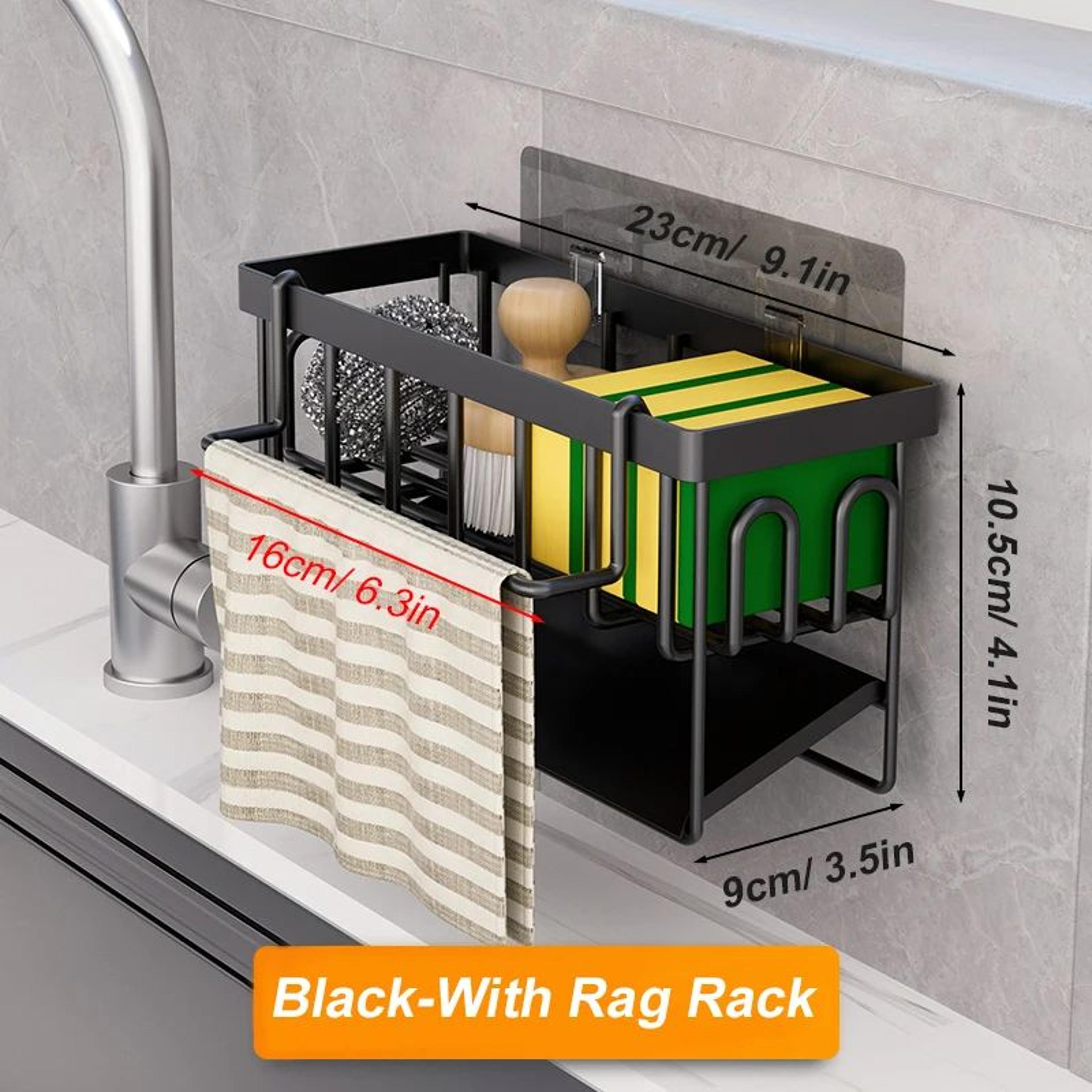 Self Draining Metal Sink Organizer With Towel Rack 3