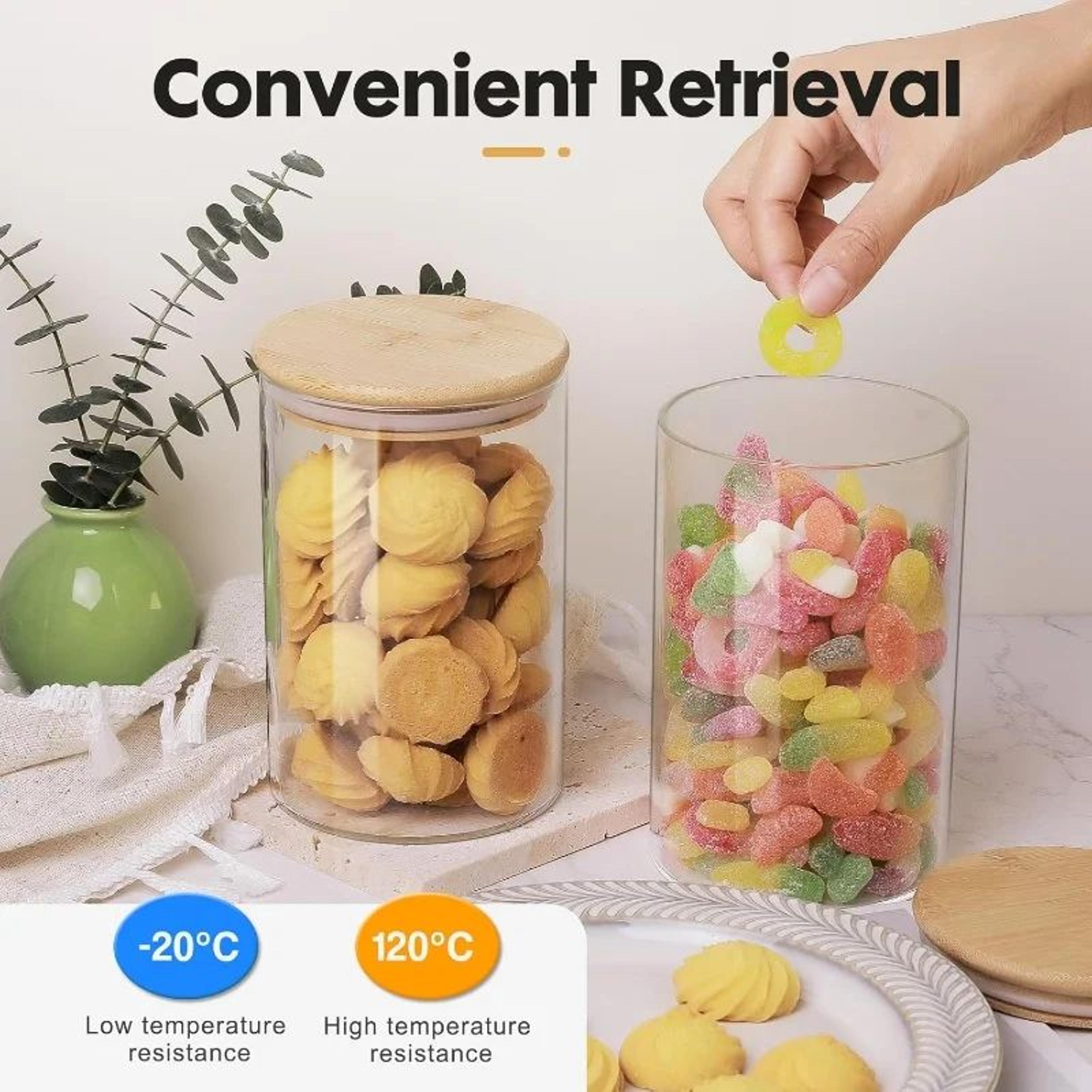 Glass Storage Jar Set With Bamboo Lids For Kitchen Organization 4