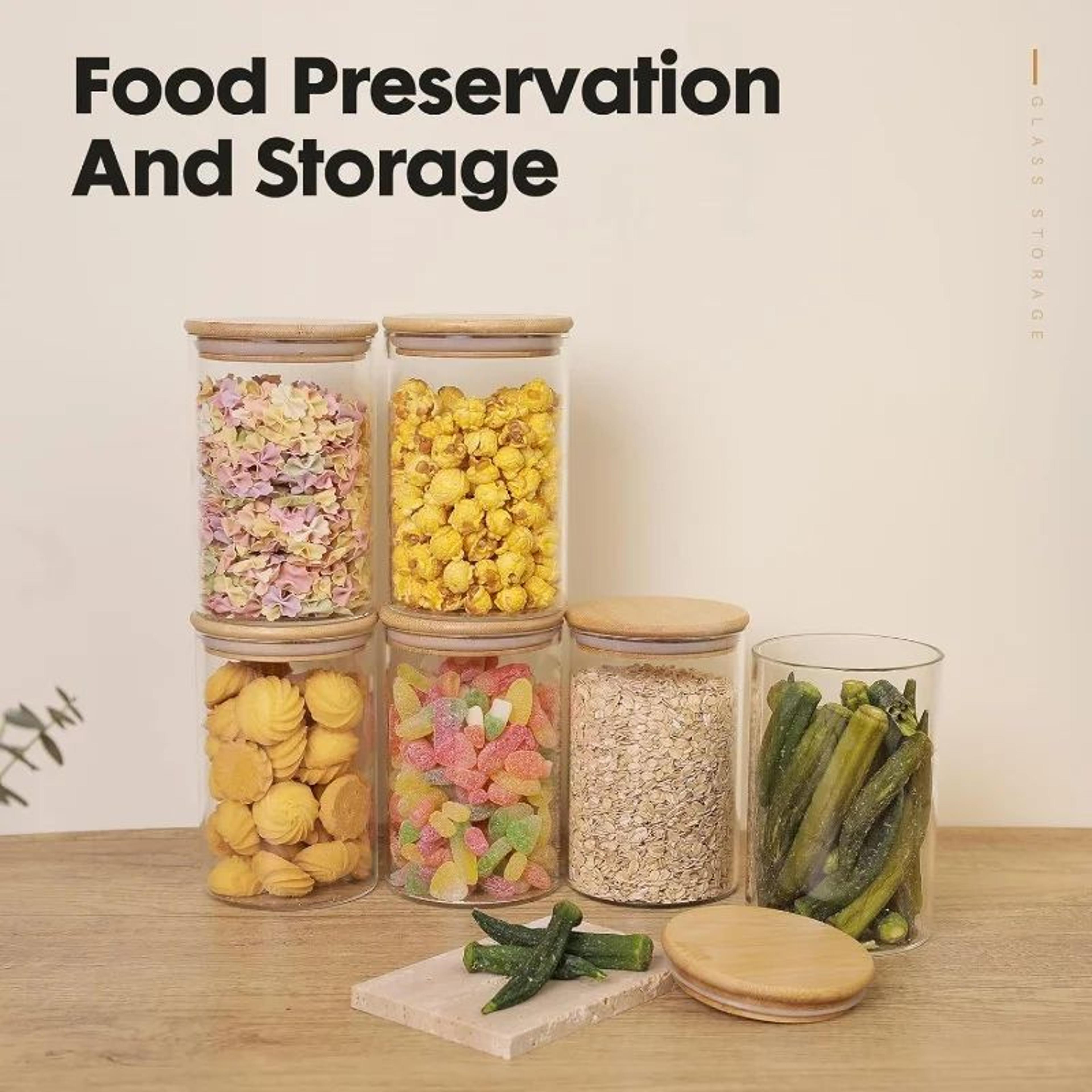 Glass Storage Jar Set With Bamboo Lids For Kitchen Organization 5