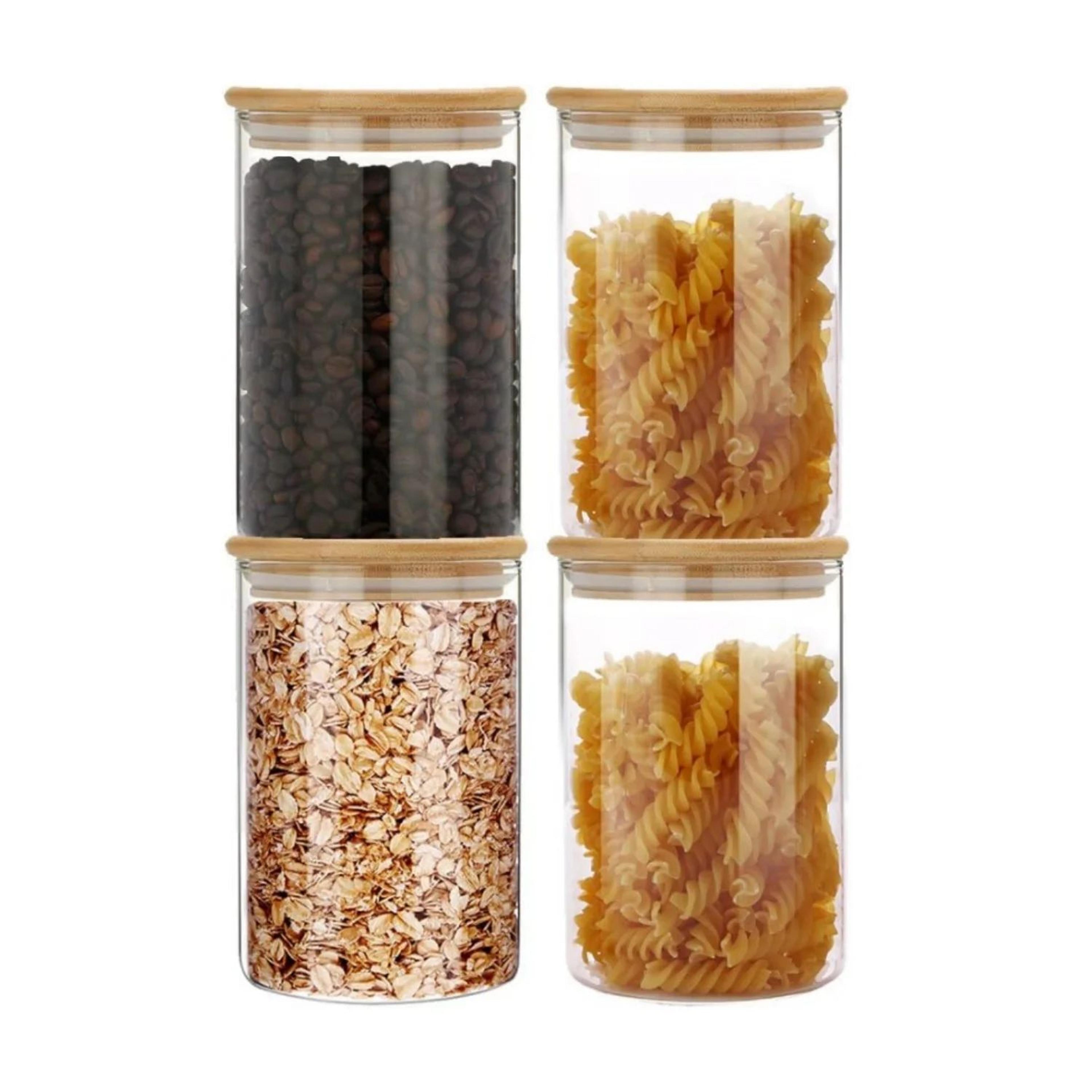 Glass Storage Jar Set With Bamboo Lids For Kitchen Organization 6