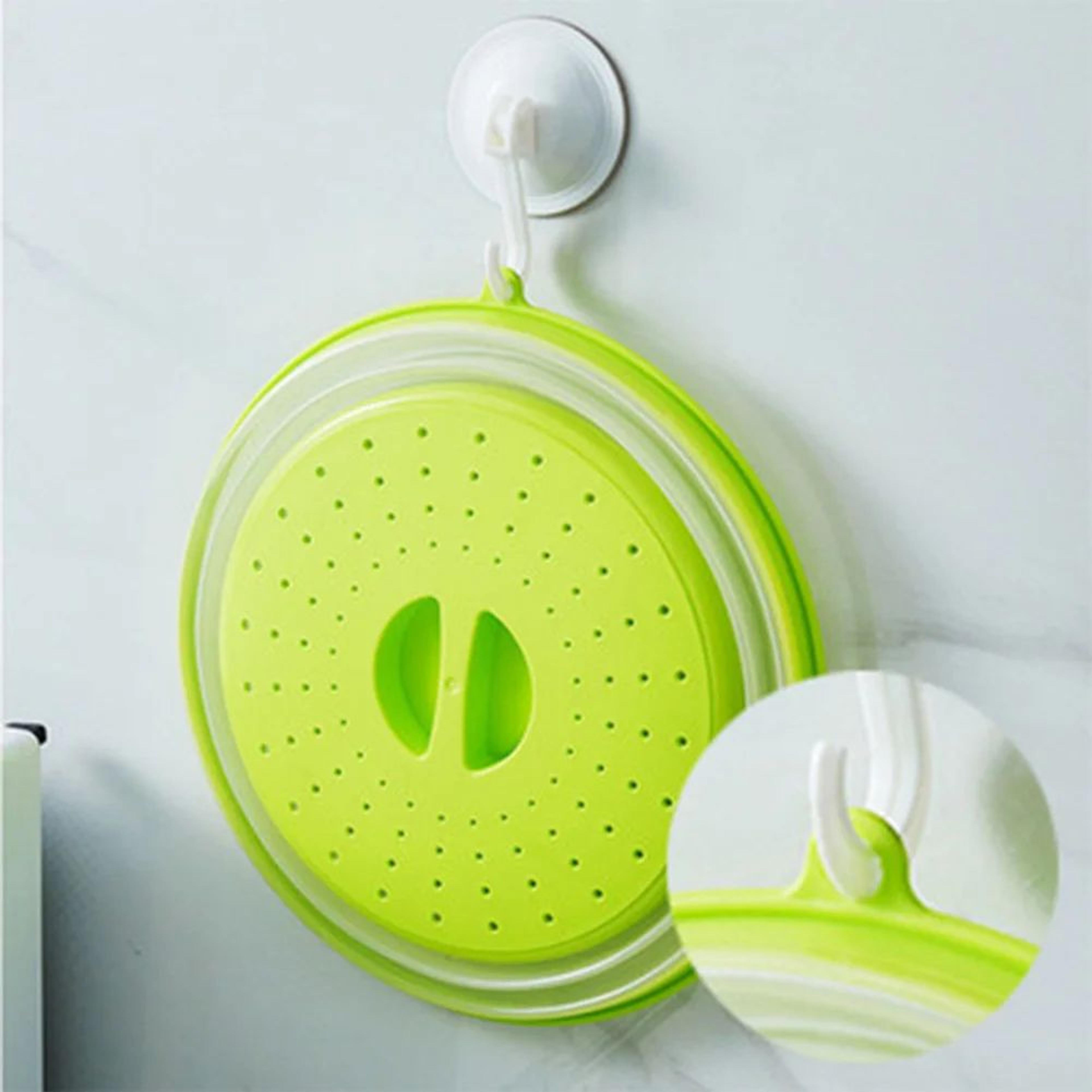 Foldable Silicone Microwave Splatter Cover With Storage Hook 2