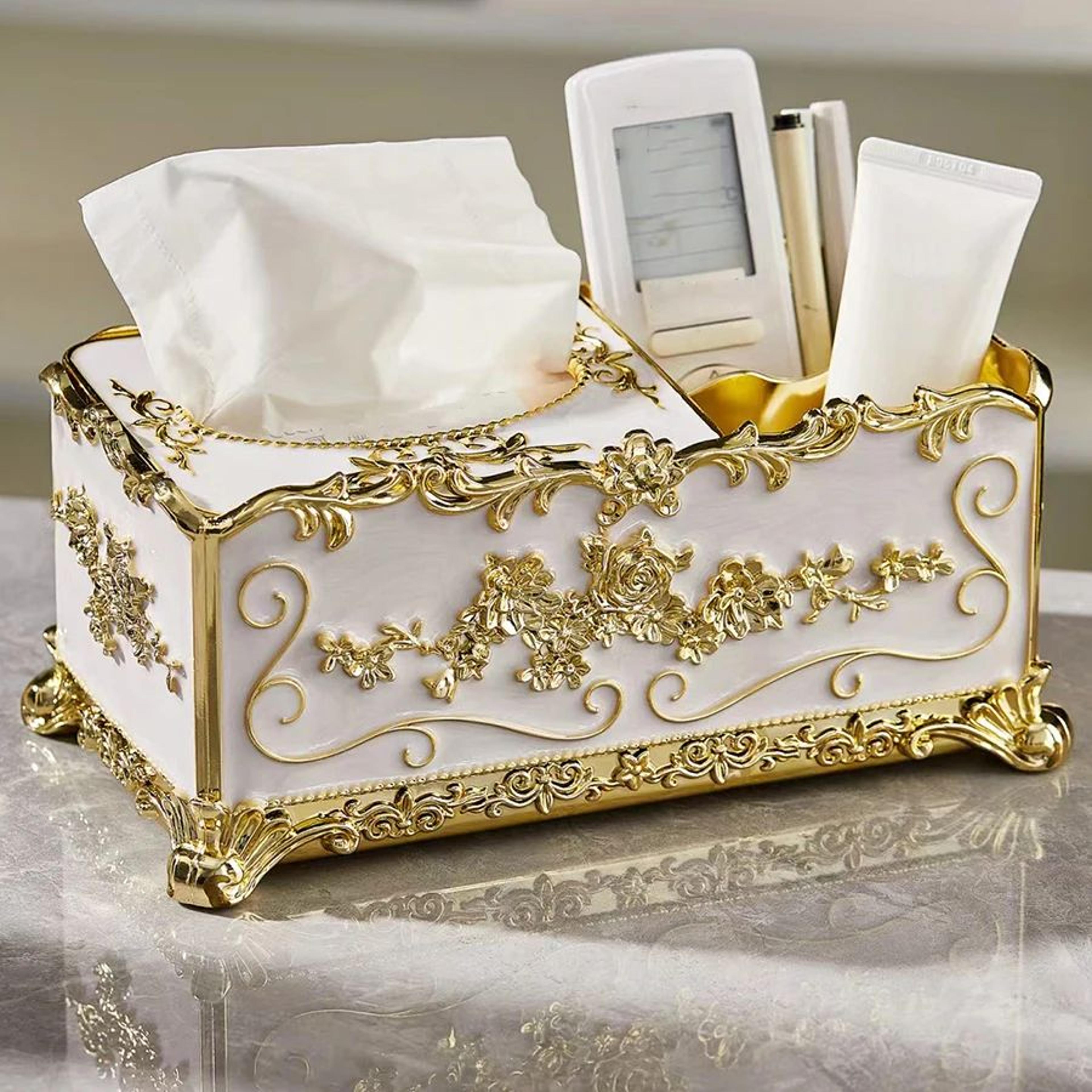 European Style Tissue Box With Remote Control Storage Organizer 1