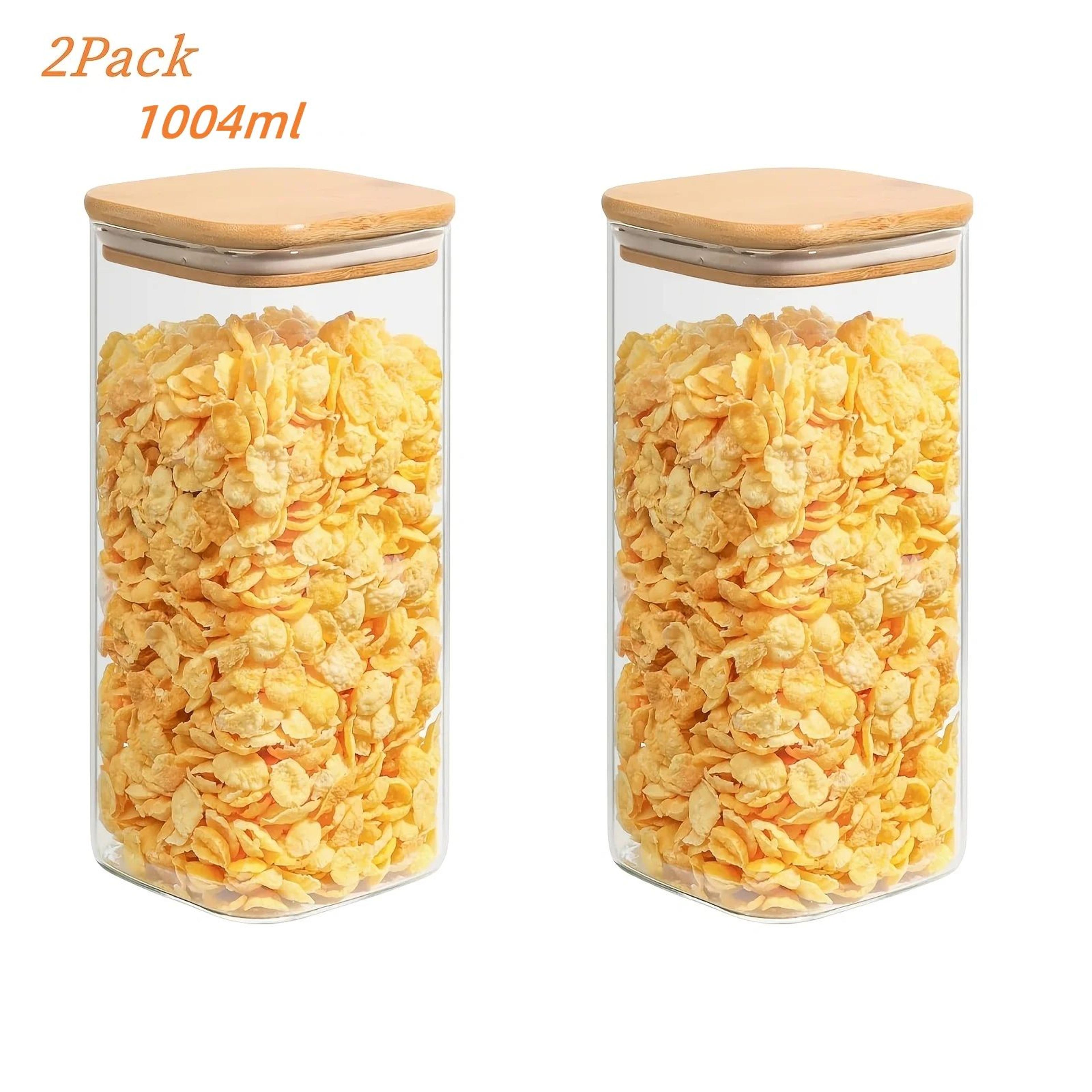 Square Glass Storage Jar Set With Bamboo Lids For Pantry Organization 9