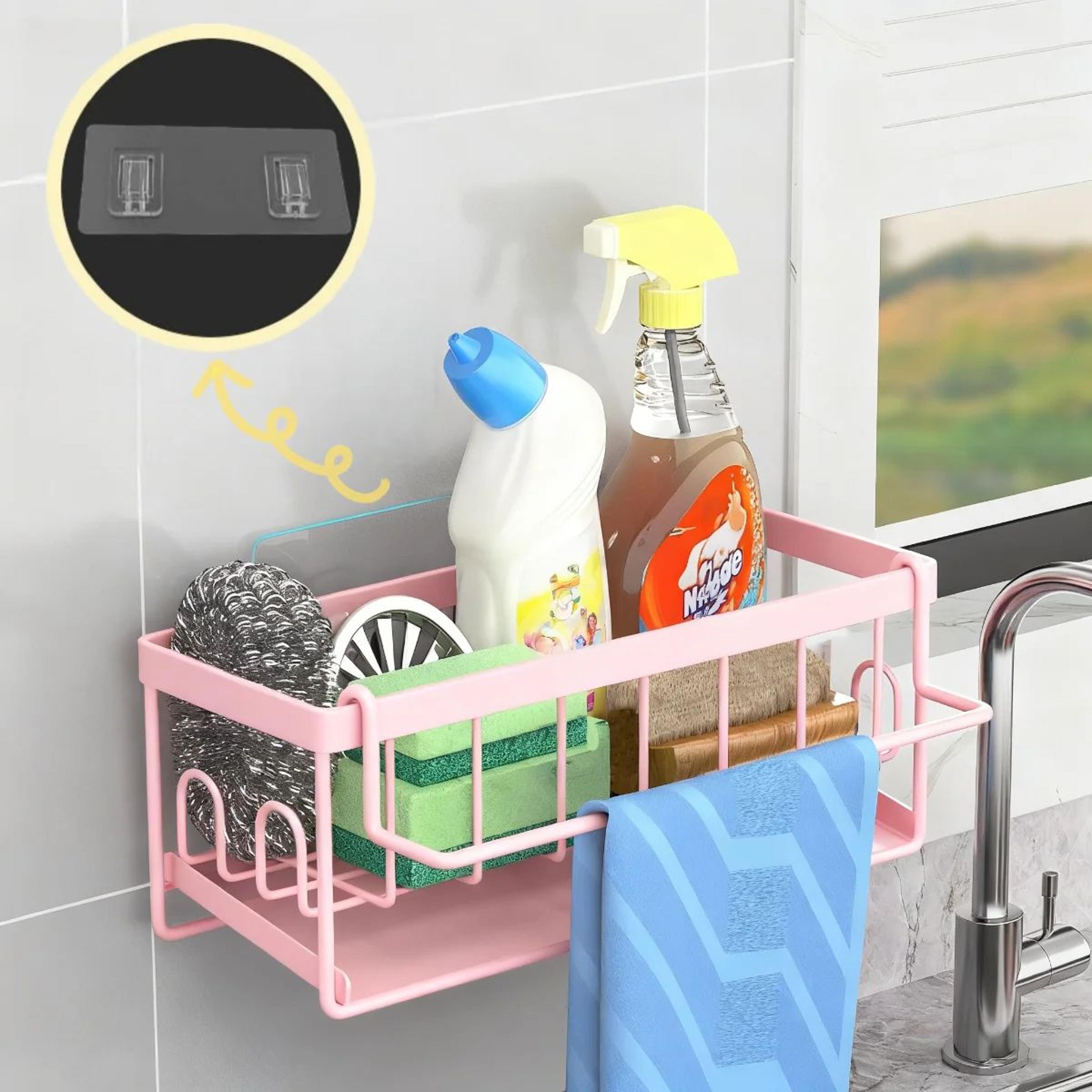 Kitchen Sink Caddy Organizer With Sponge And Dishcloth Holder 1