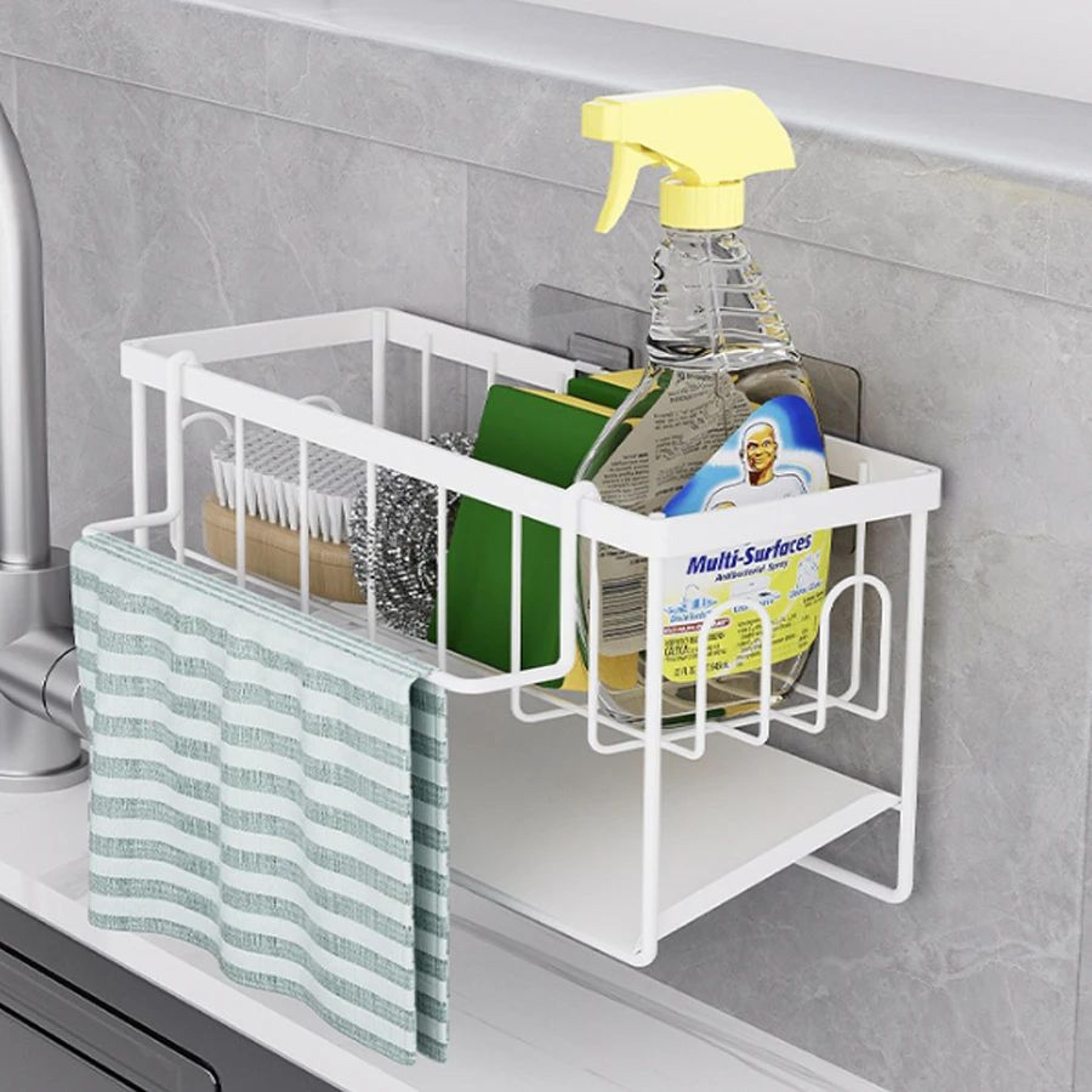 Kitchen Sink Caddy Organizer With Sponge And Dishcloth Holder 6