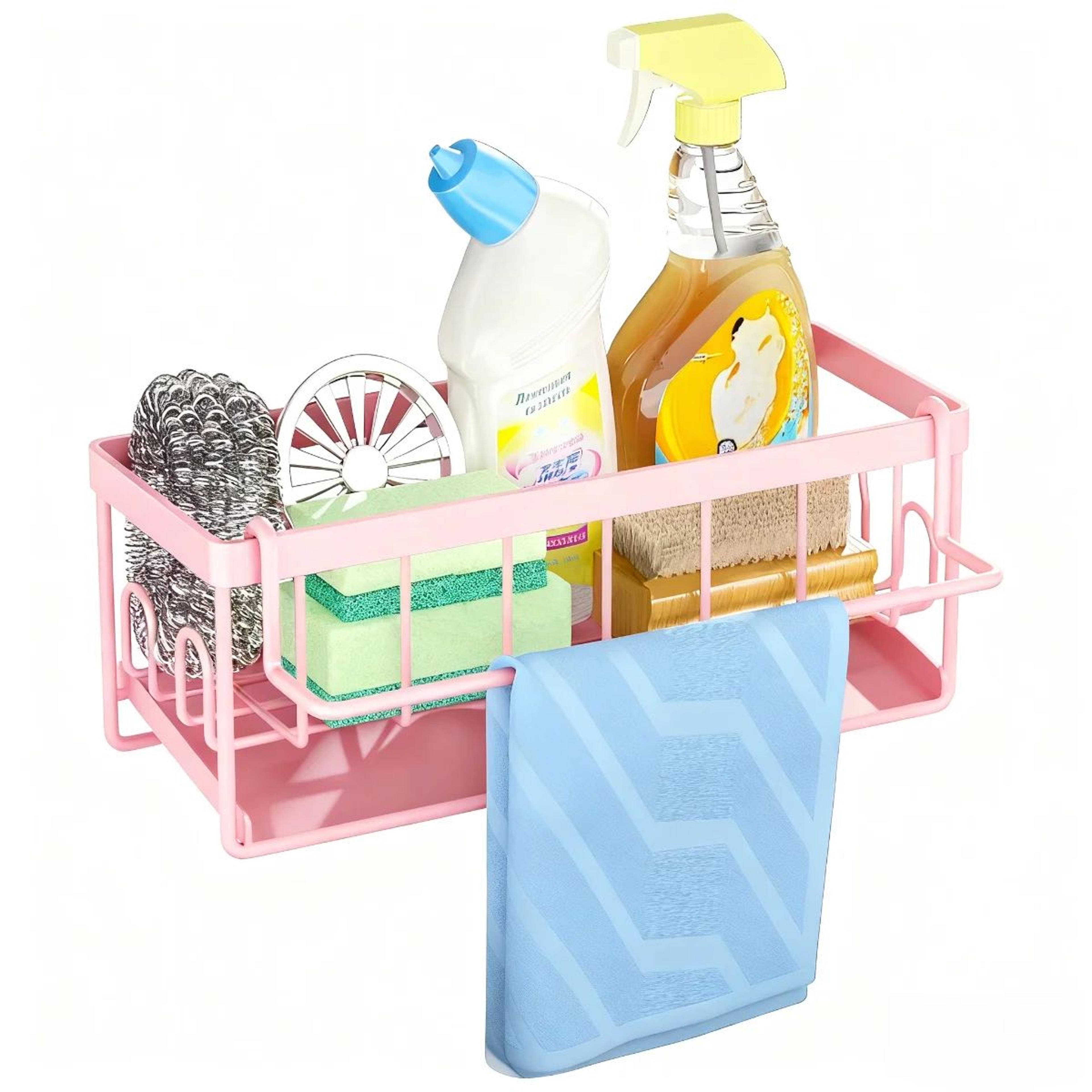 Kitchen Sink Caddy Organizer With Sponge And Dishcloth Holder 8