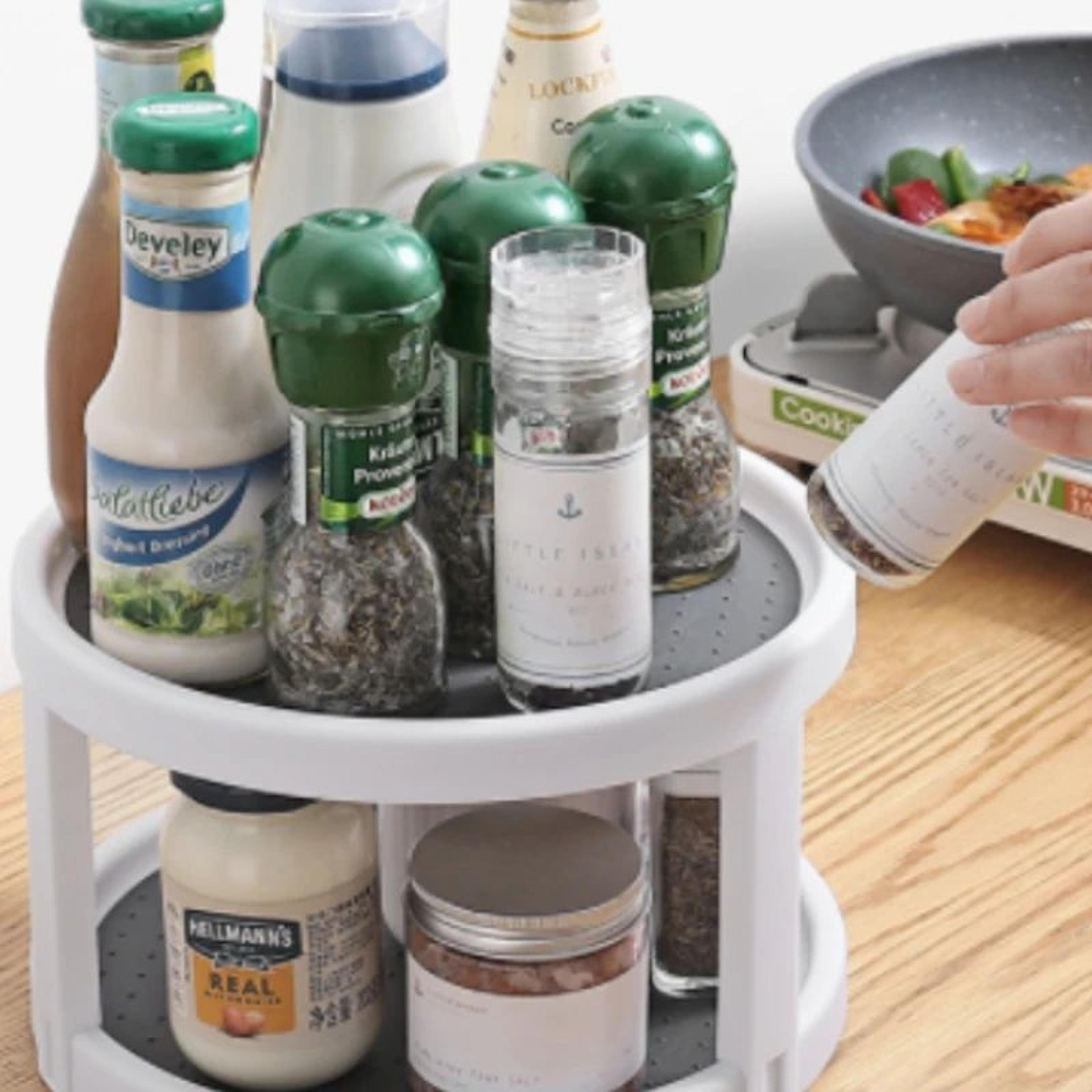 360 Rotating Spice Rack Organizer Kitchen Storage Tray 1