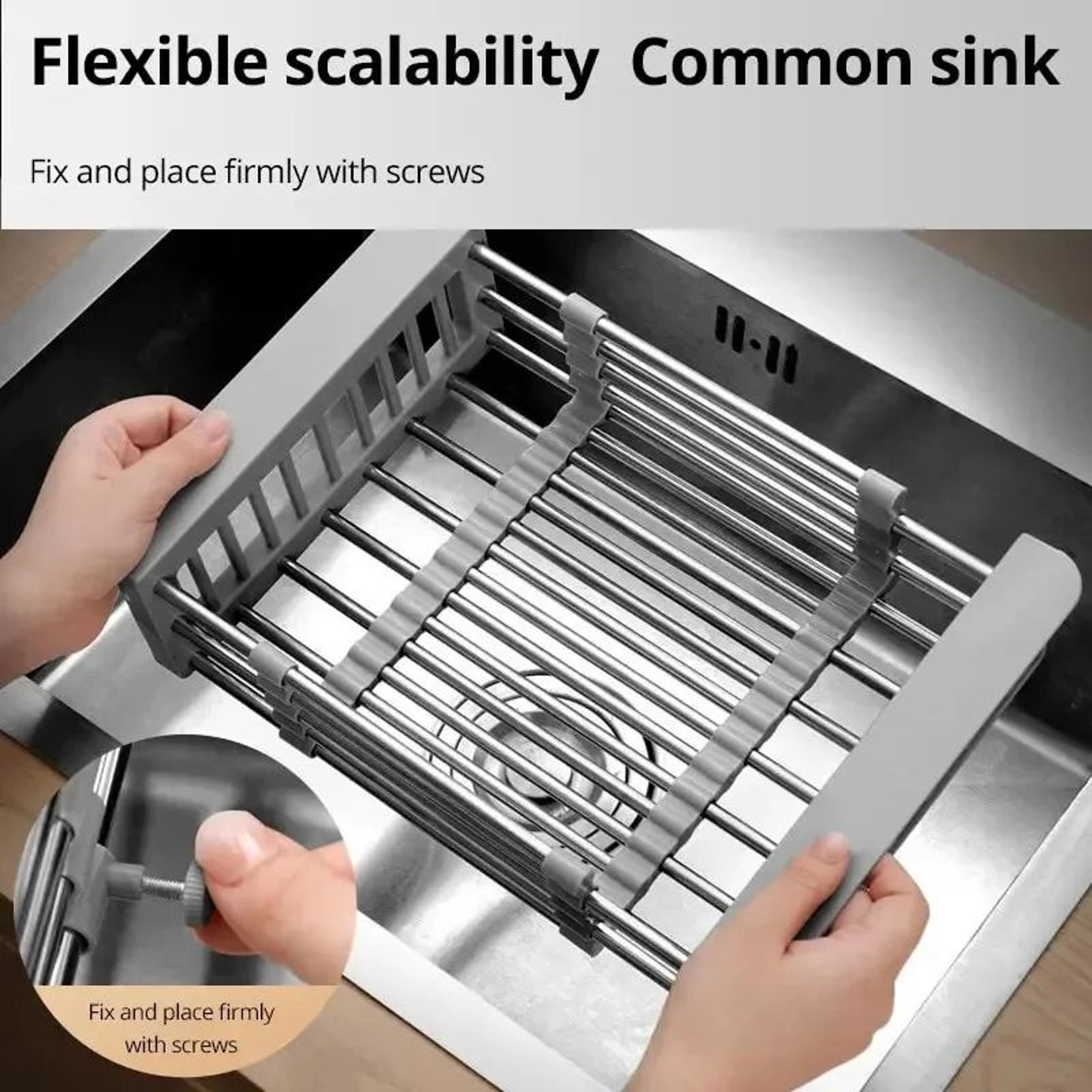 Stainless Steel Retractable Sink Drain Basket Organizer 1