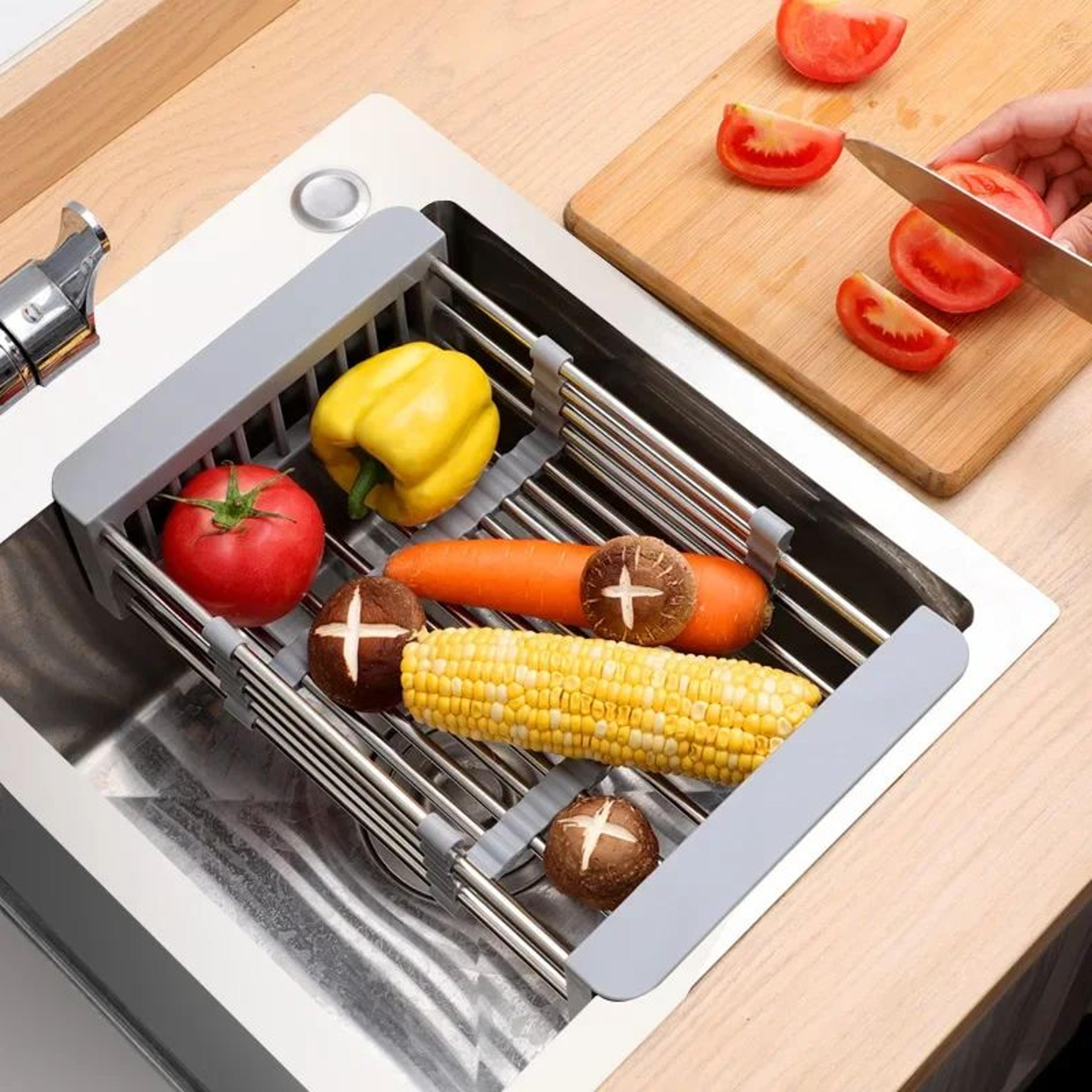 Stainless Steel Retractable Sink Drain Basket Organizer 2