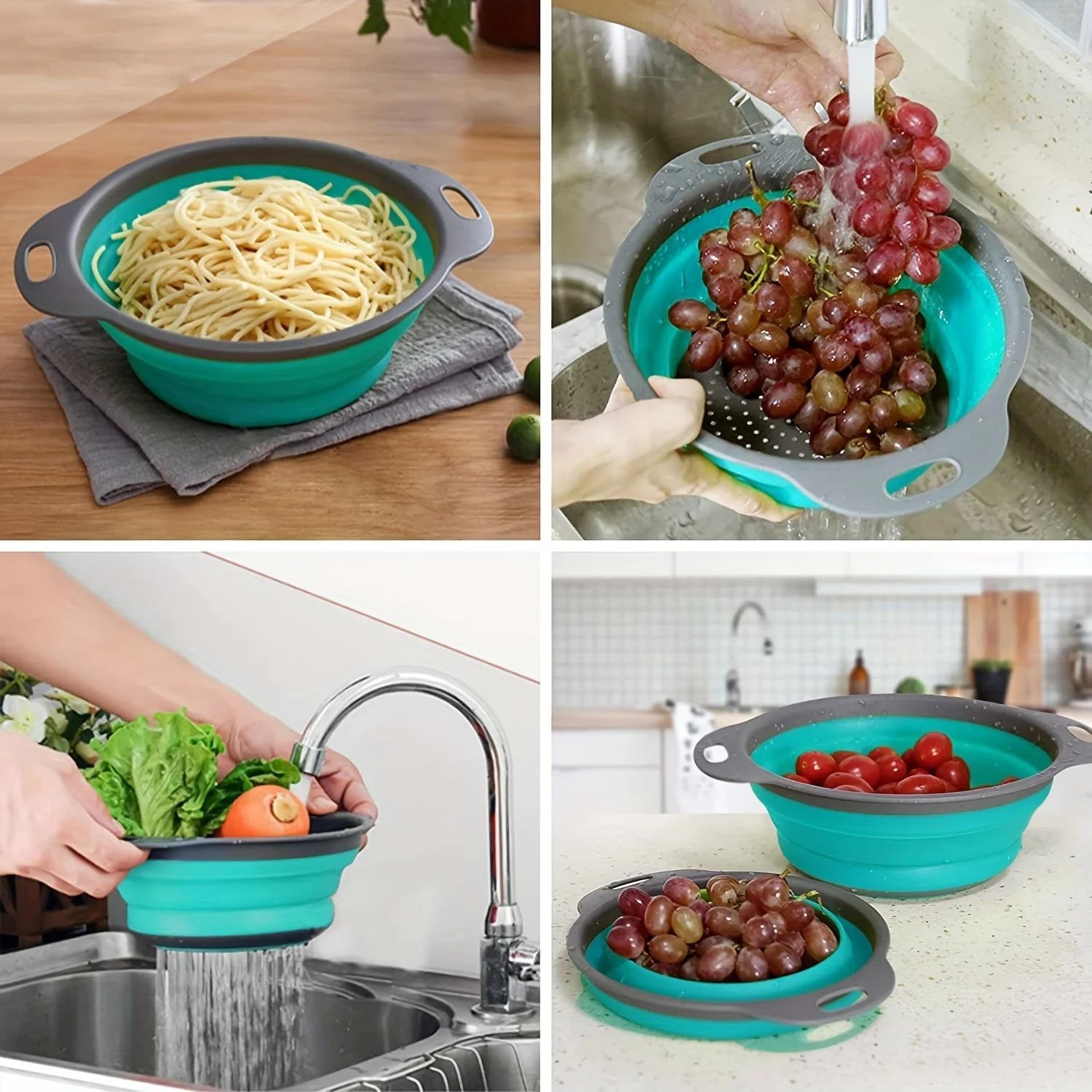 Foldable Silicone Fruit And Vegetable Drain Basket 2