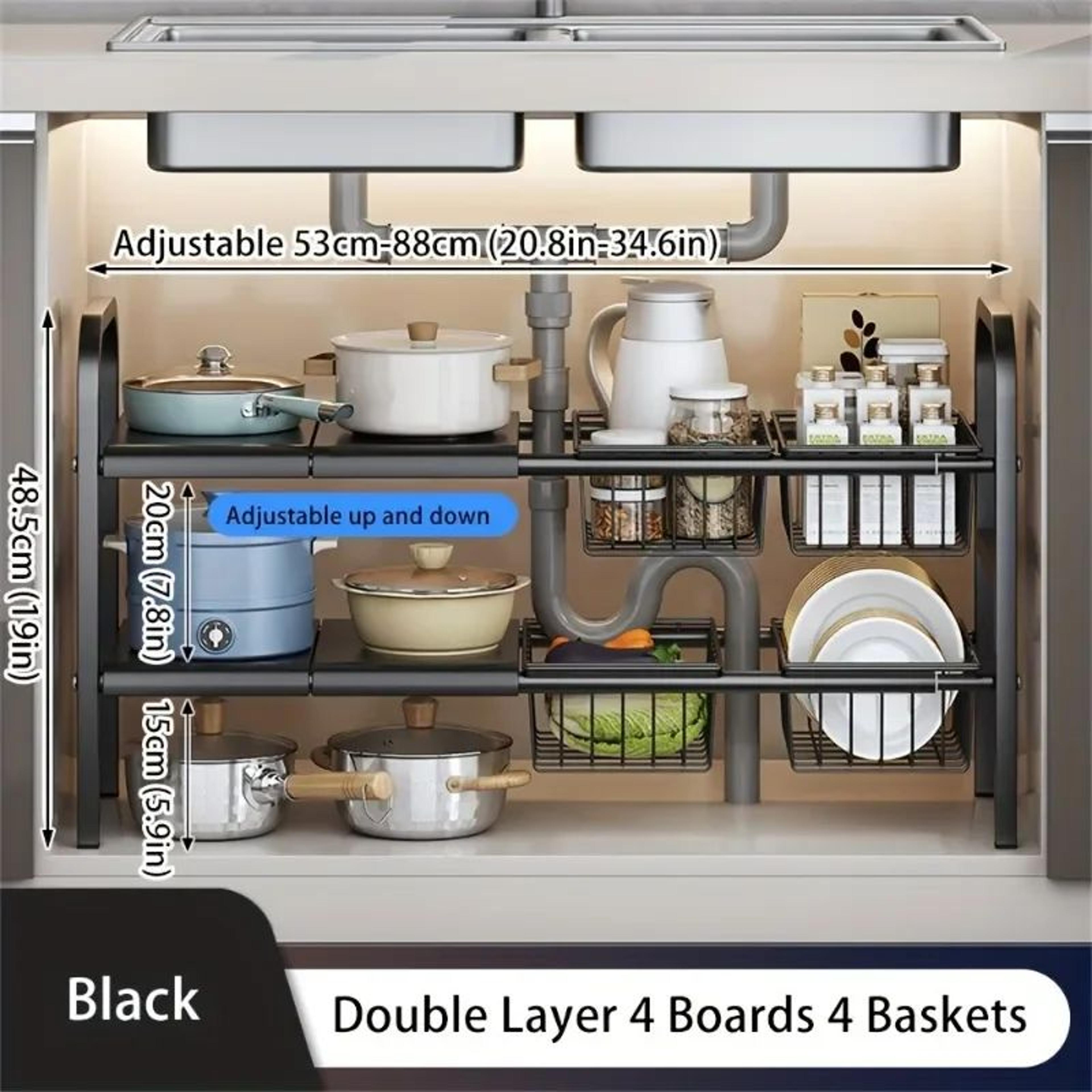 MultiUse Expandable Under Sink Cabinet Organizer Storage Rack 8