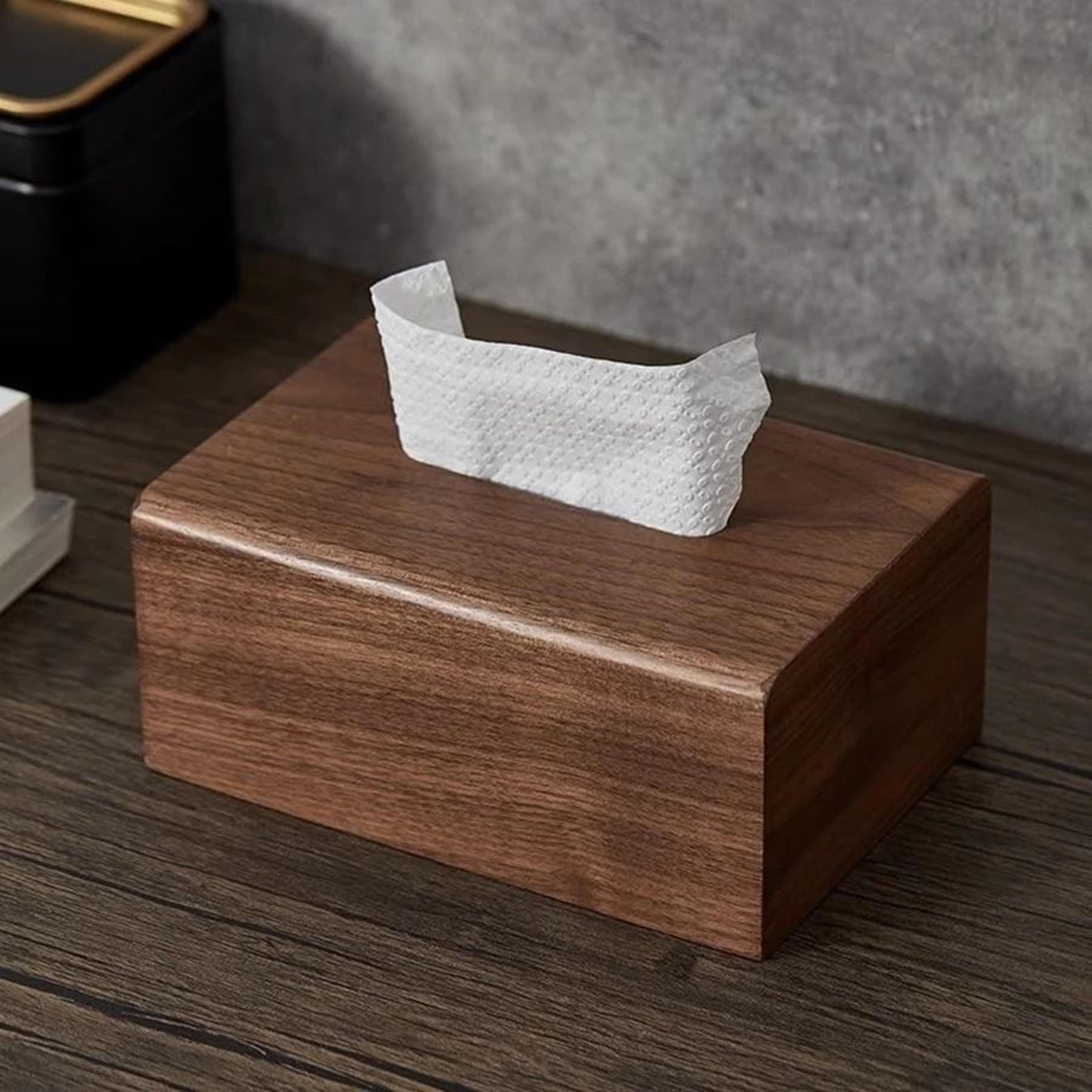 Walnut Solid Wood Tissue Box Storage Holder 2