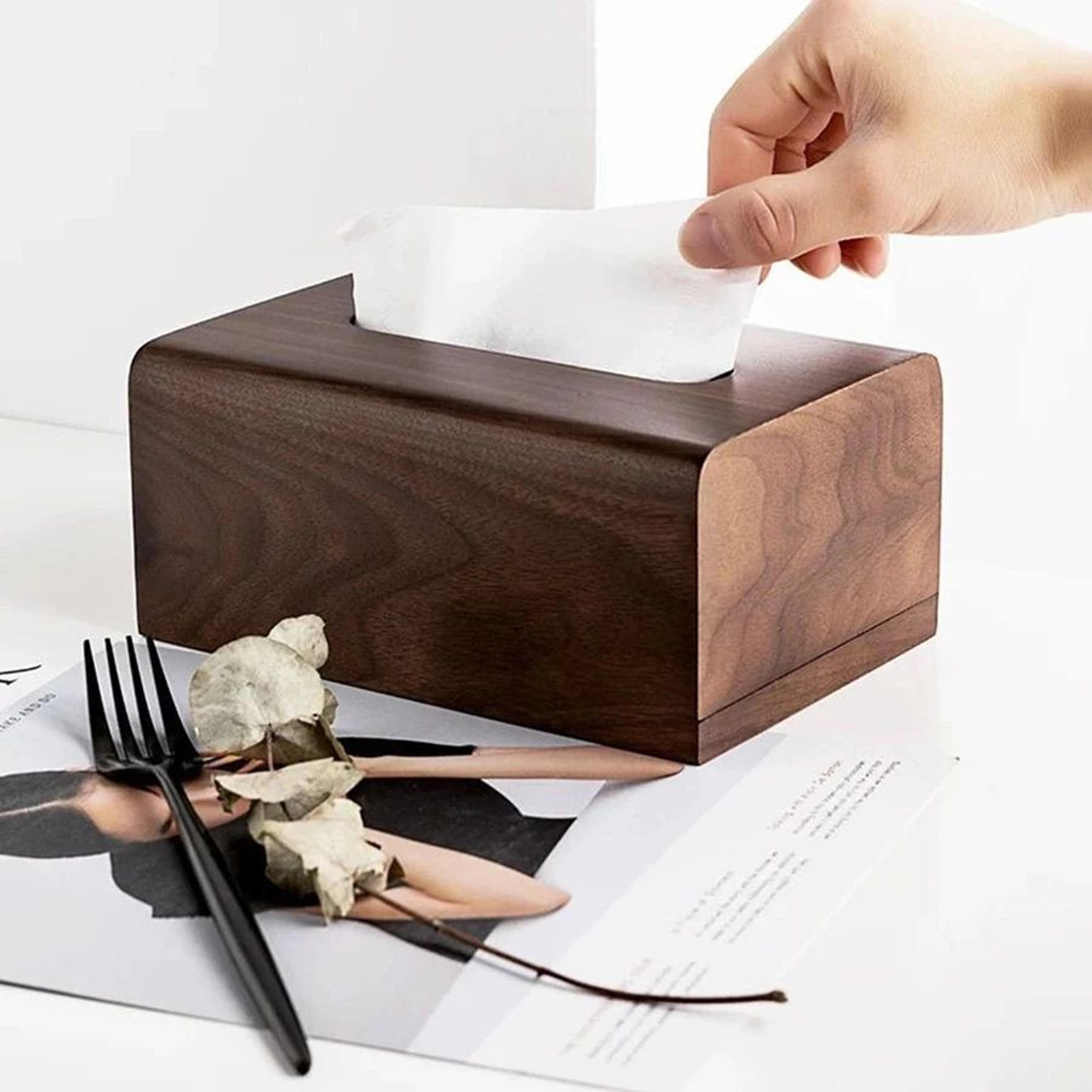 Walnut Solid Wood Tissue Box Storage Holder 3