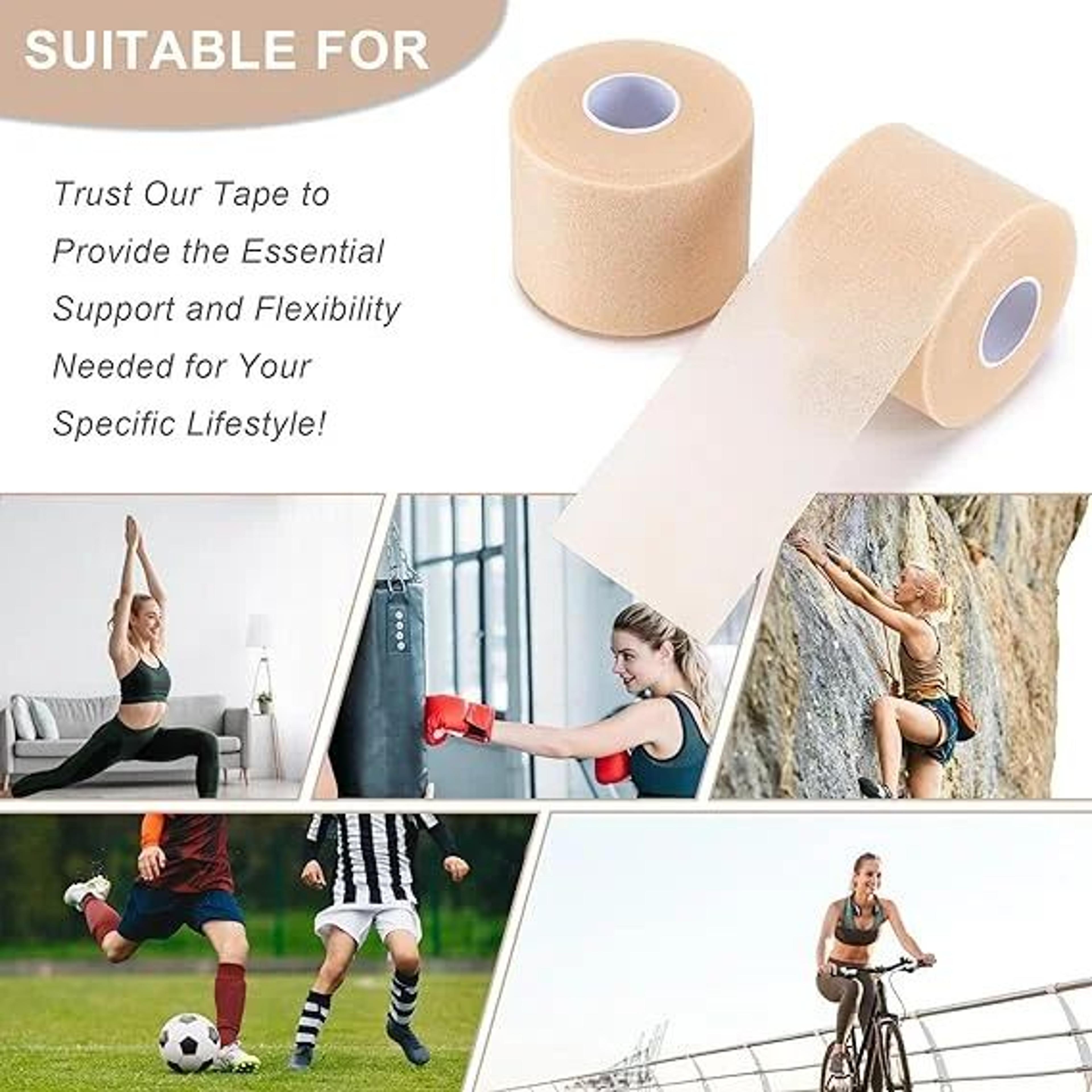 RGGMQQ 4 Pack Athletic Pre Wrap Foam Tape For Sports Support 4