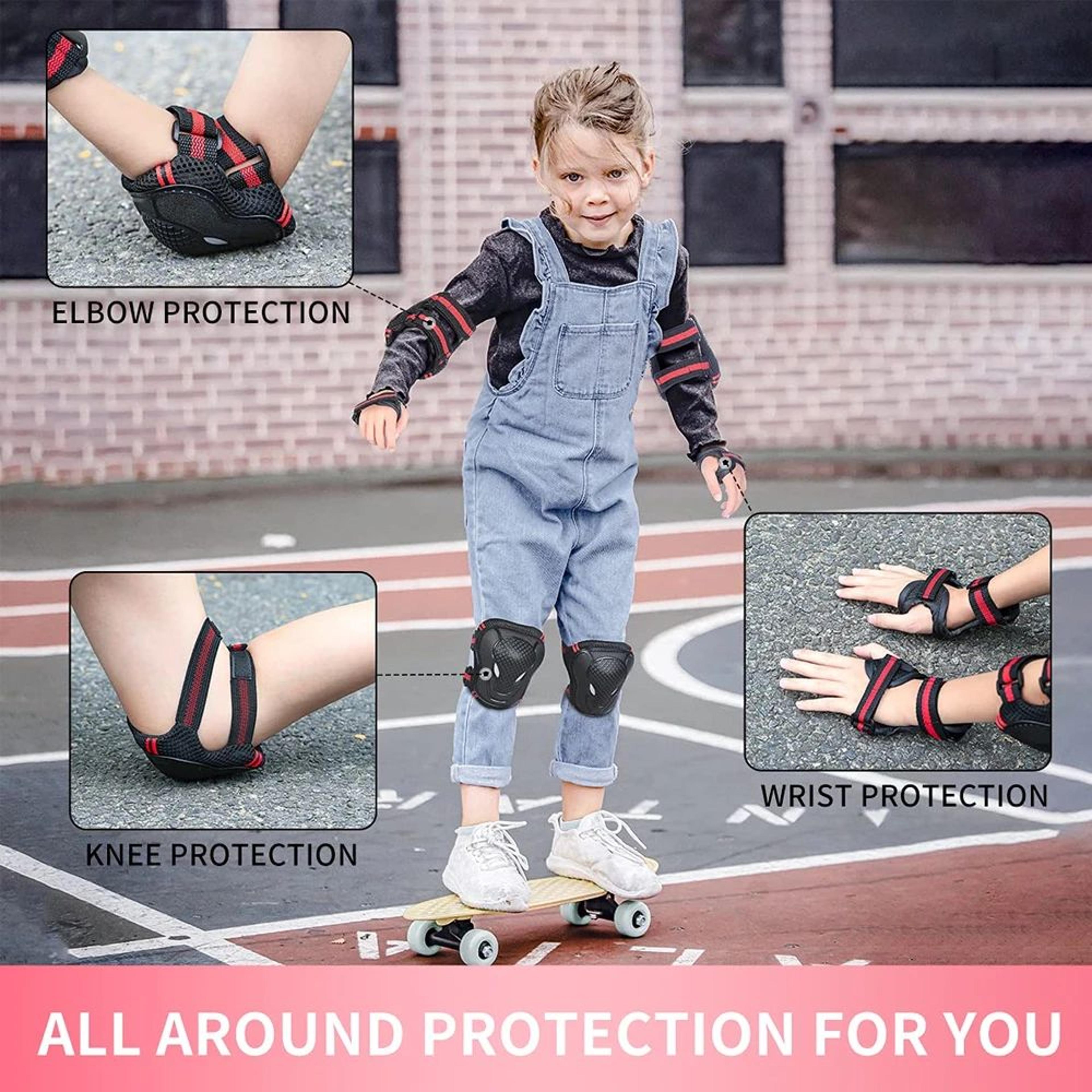 6 Piece Knee Elbow Pads And Wrist Guards Protective Gear Set 5