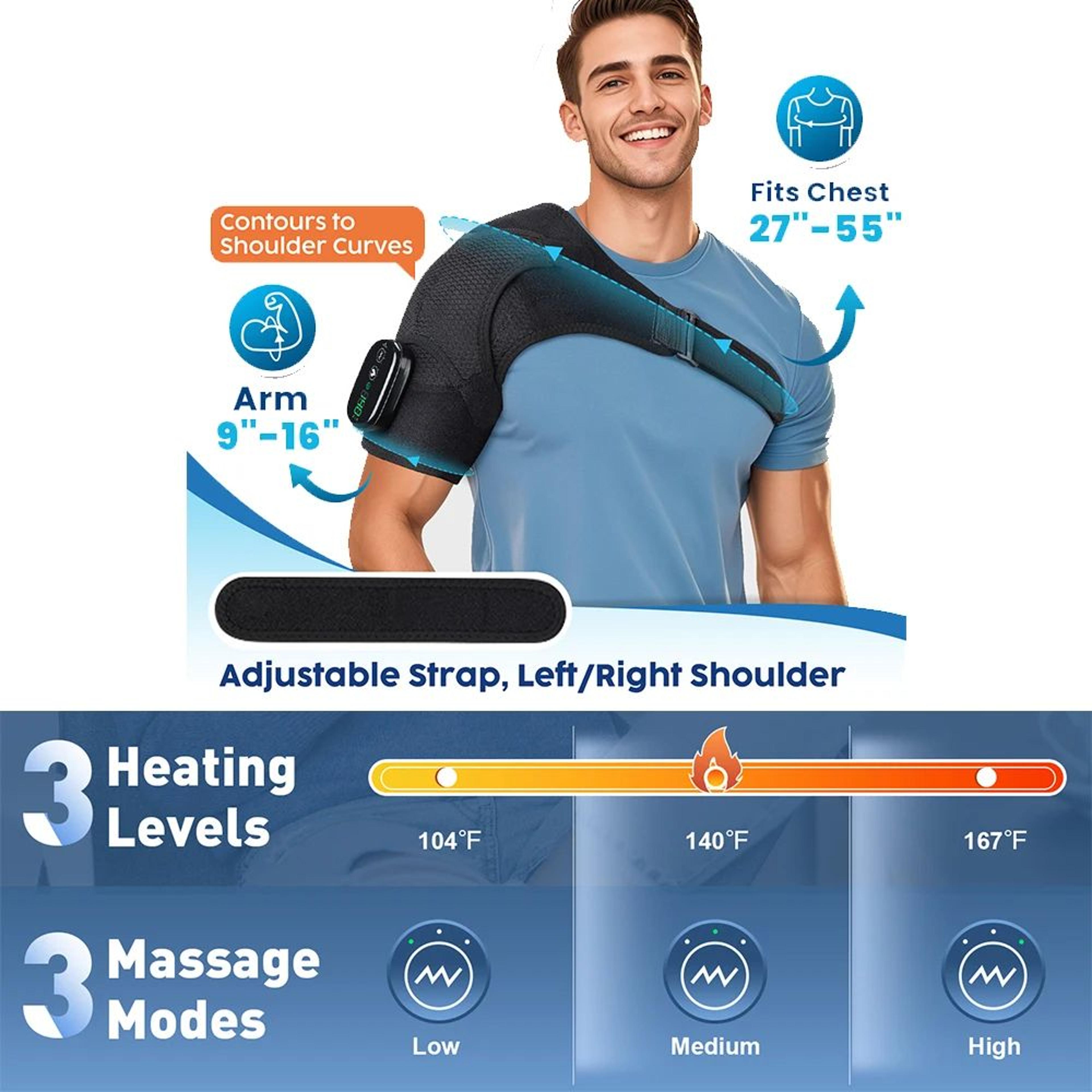 Electric Heated Shoulder Massager Brace With Heat And Vibration 1